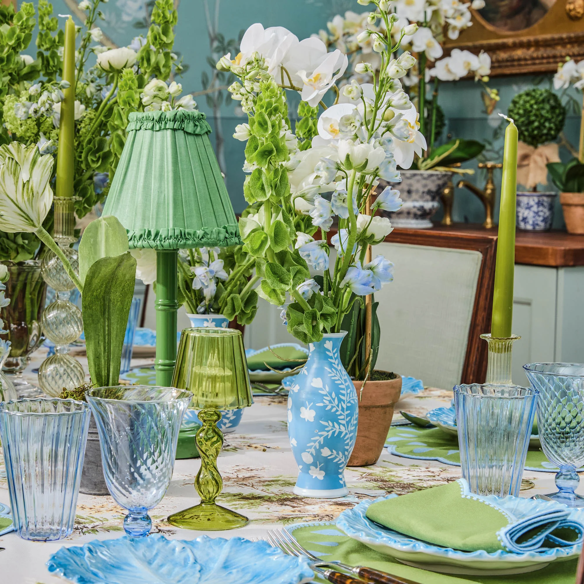 Green Frilled Silk Lampshade (18cm) - Image 15