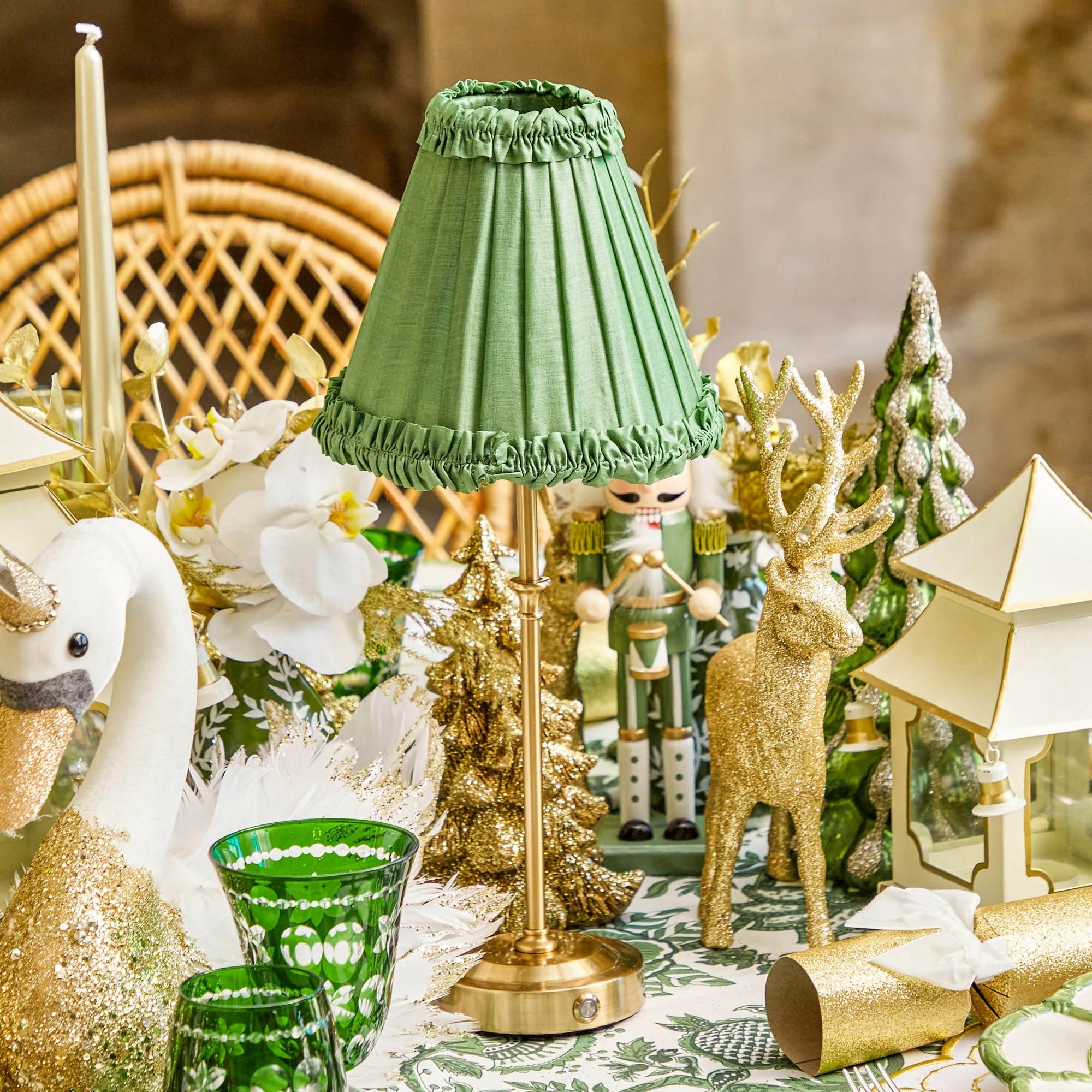 Green Frilled Silk Lampshade (18cm) - Image 17