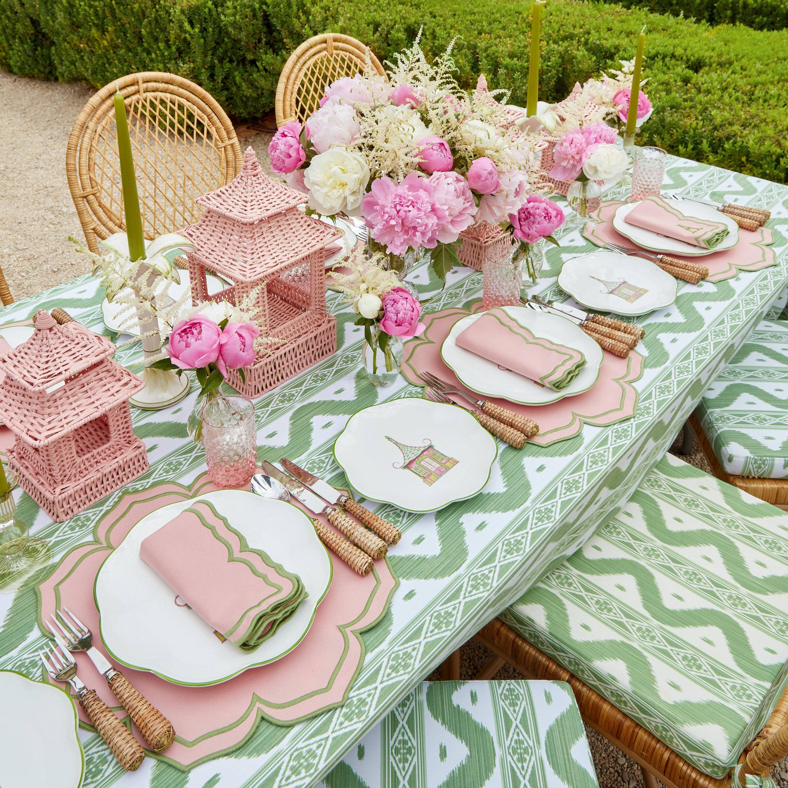 Green Ikat Seat Pad Cushion - Image 4