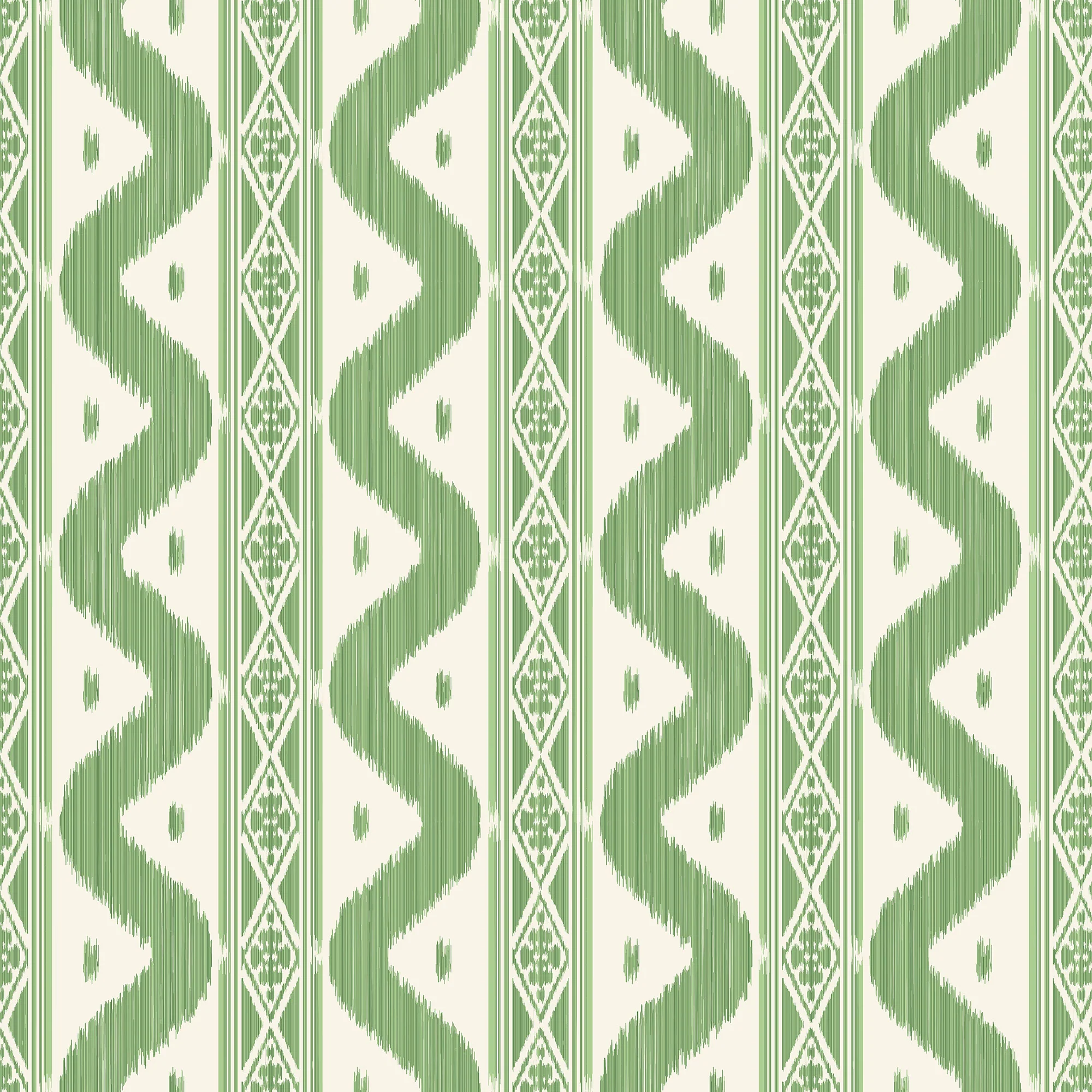 Green Ikat Stripe Wallpaper