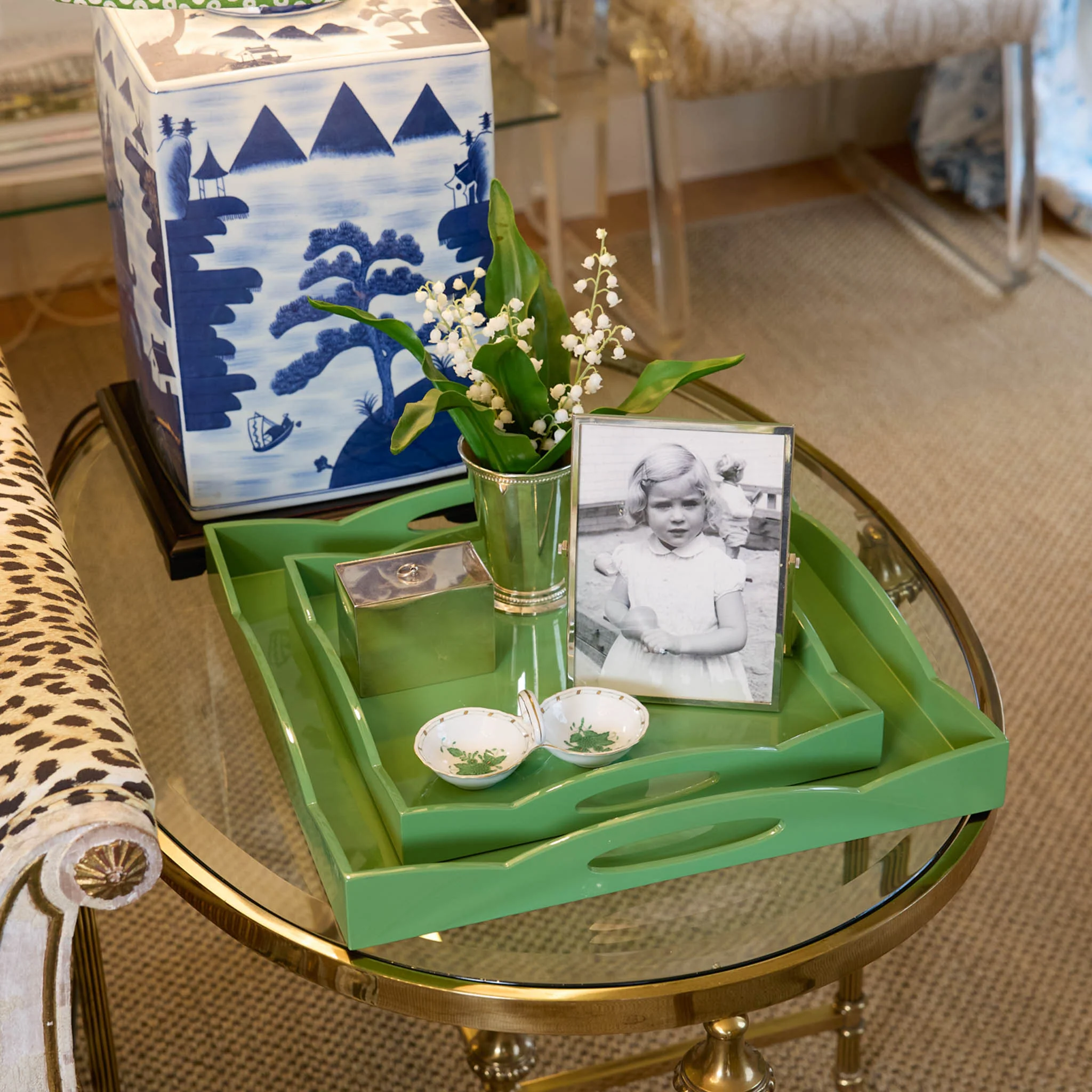 Green Lacquer Wave Tray - Image 4