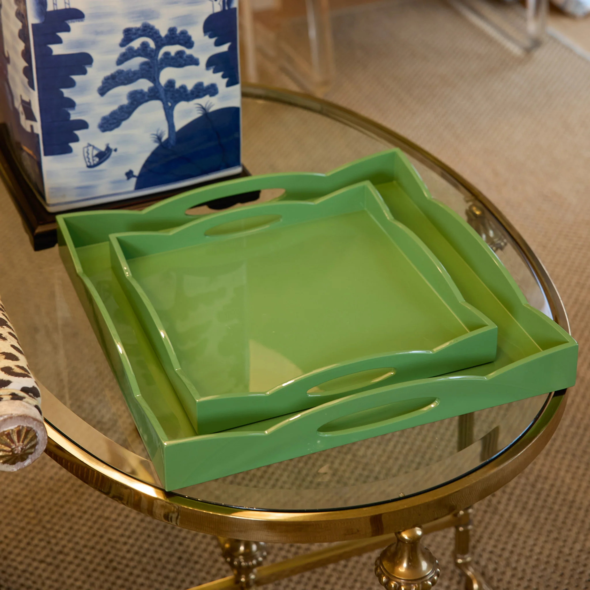 Green Lacquer Wave Tray - Image 7