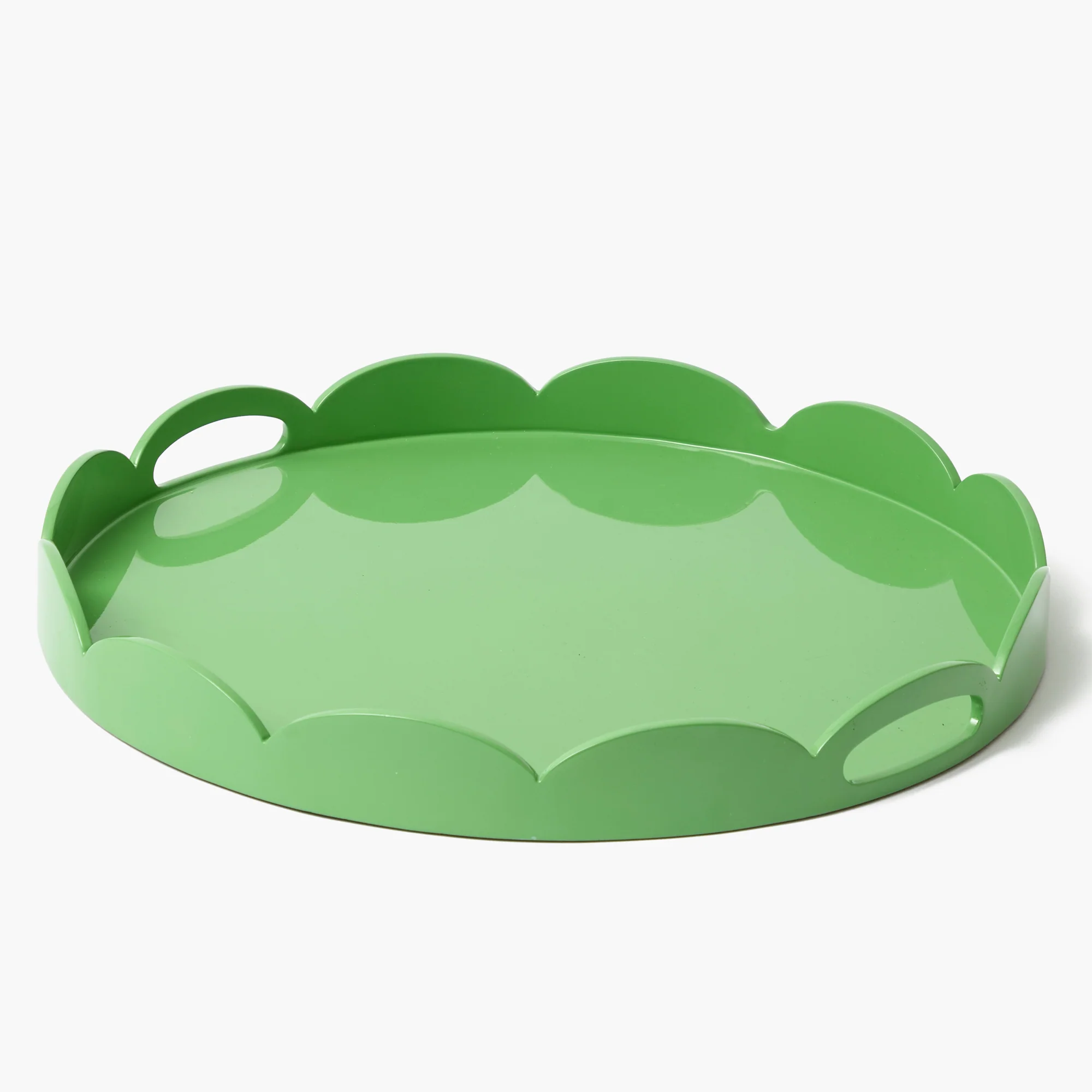 Green Scalloped Lacquer Round Tray - Image 6