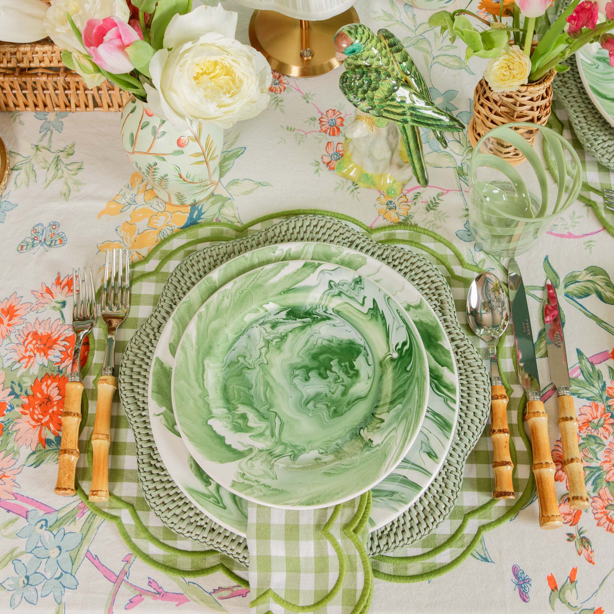 Green Scalloped Rattan Charger Plates (Set of 4) - Image 2