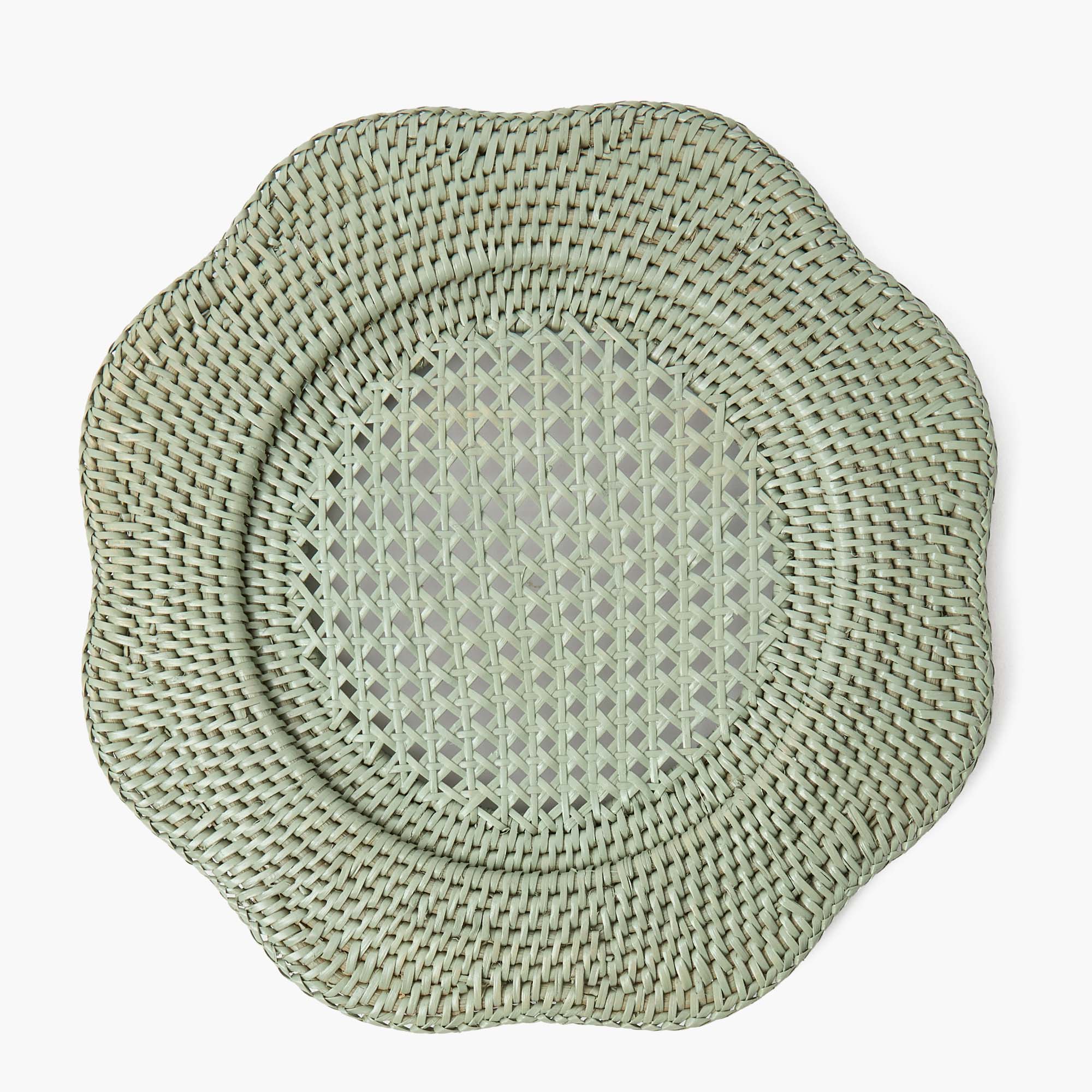 Green Scalloped Rattan Charger Plates (Set of 4) - Image 5