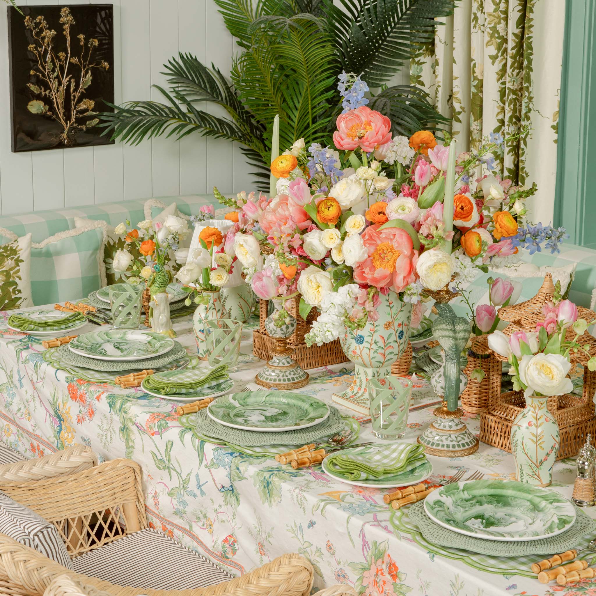 Green Scalloped Rattan Charger Plates (Set of 4) - Image 7