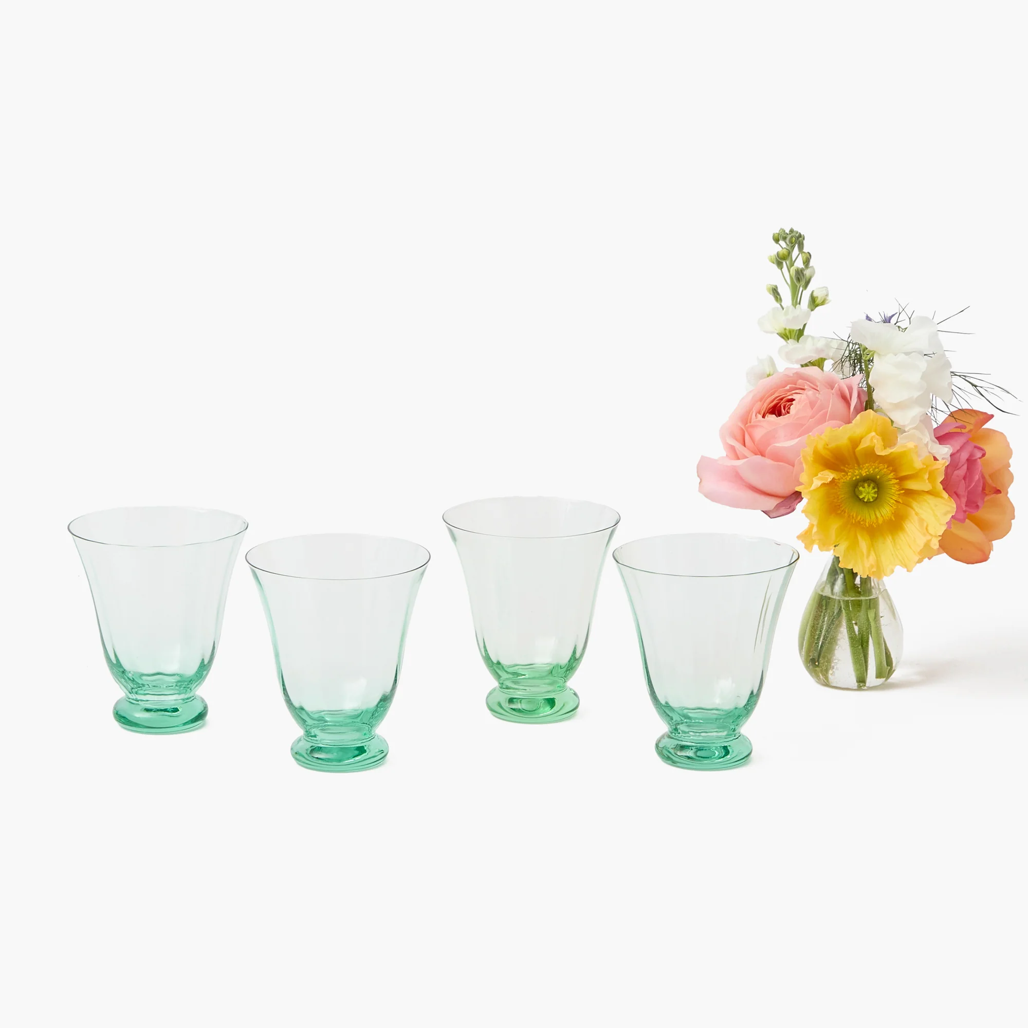Green Tulip Water Glasses (Set of 4) - Image 7