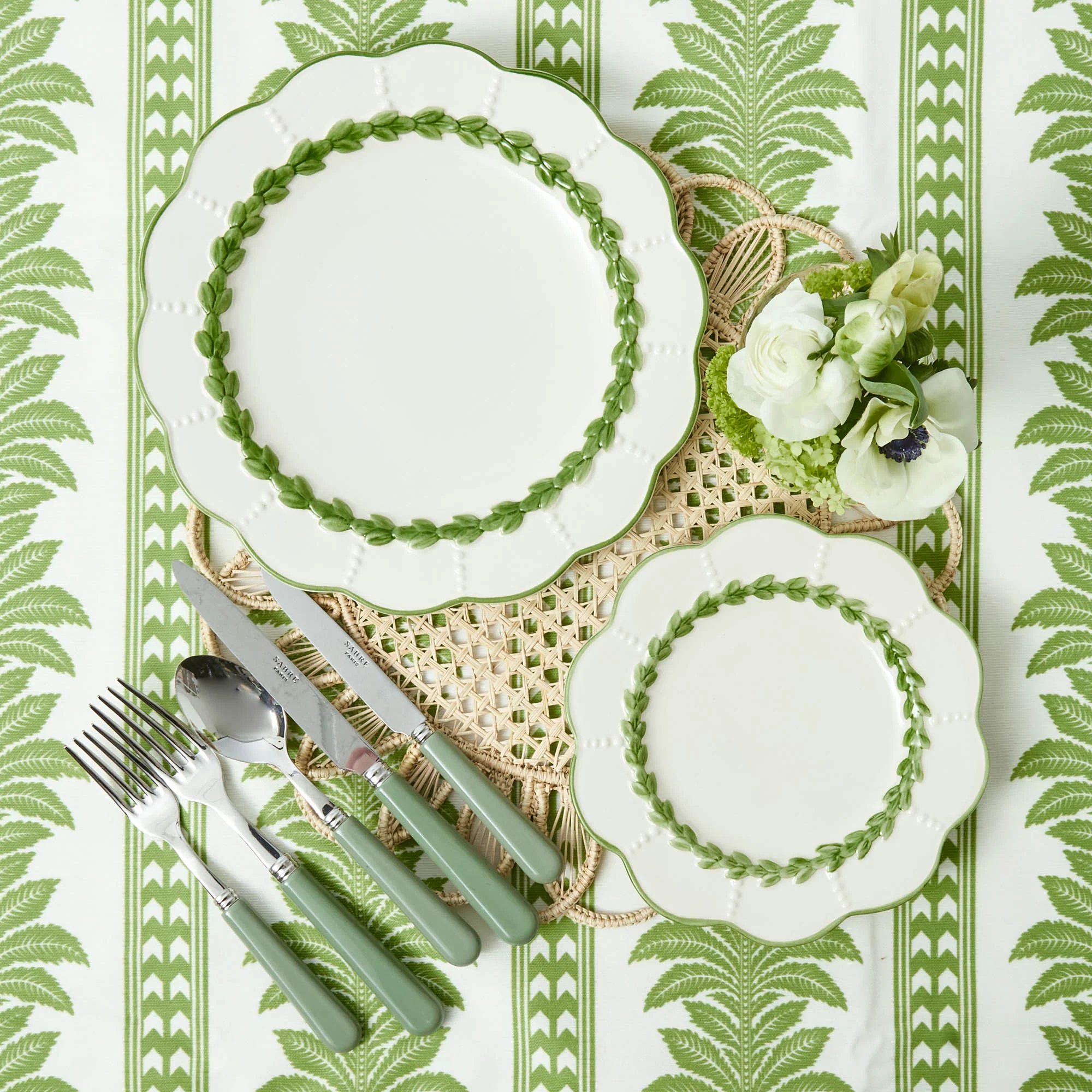 Green Fern Stripe Tablecloth - Image 7