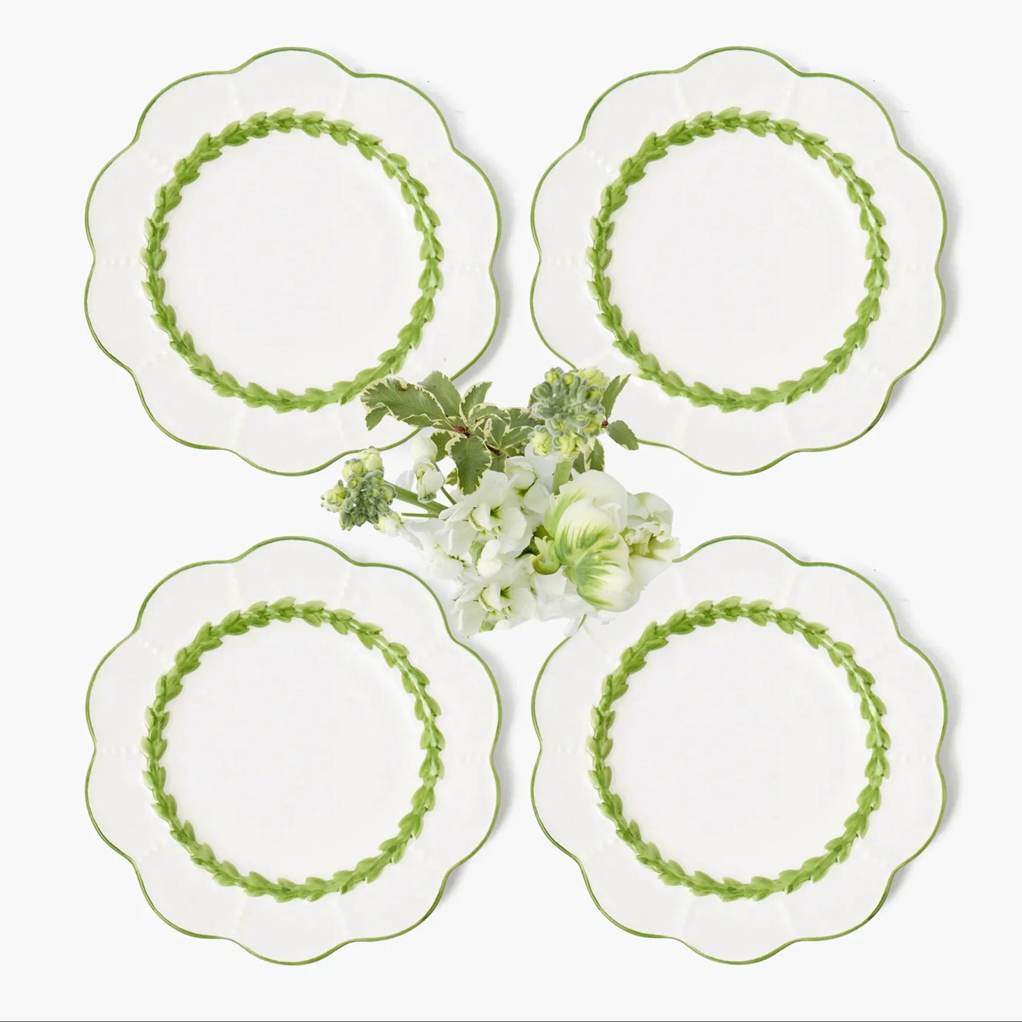 Green Laurel Starter Plates (Set of 4)