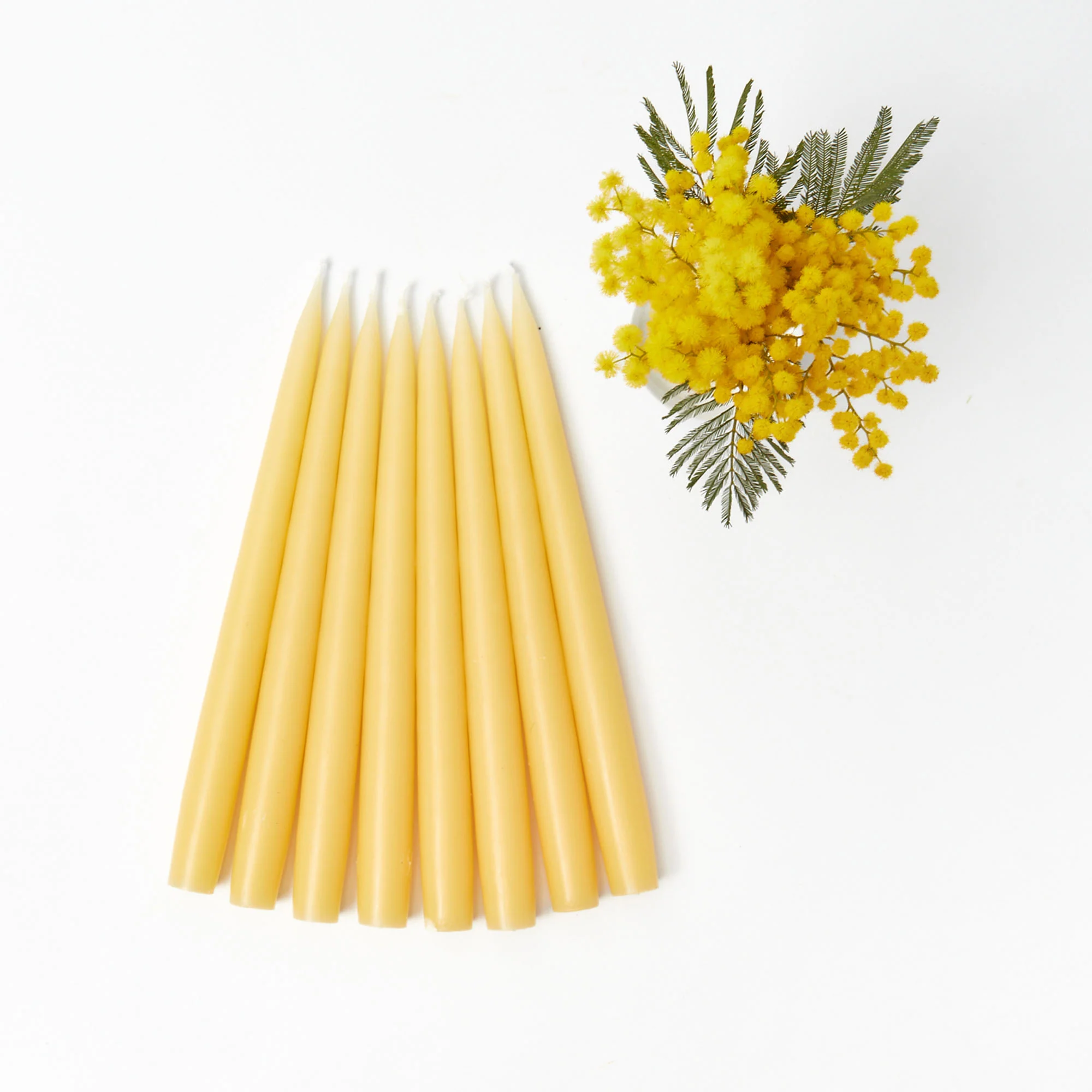 Handmade Soft Yellow Candles (Set of 8) - Image 10