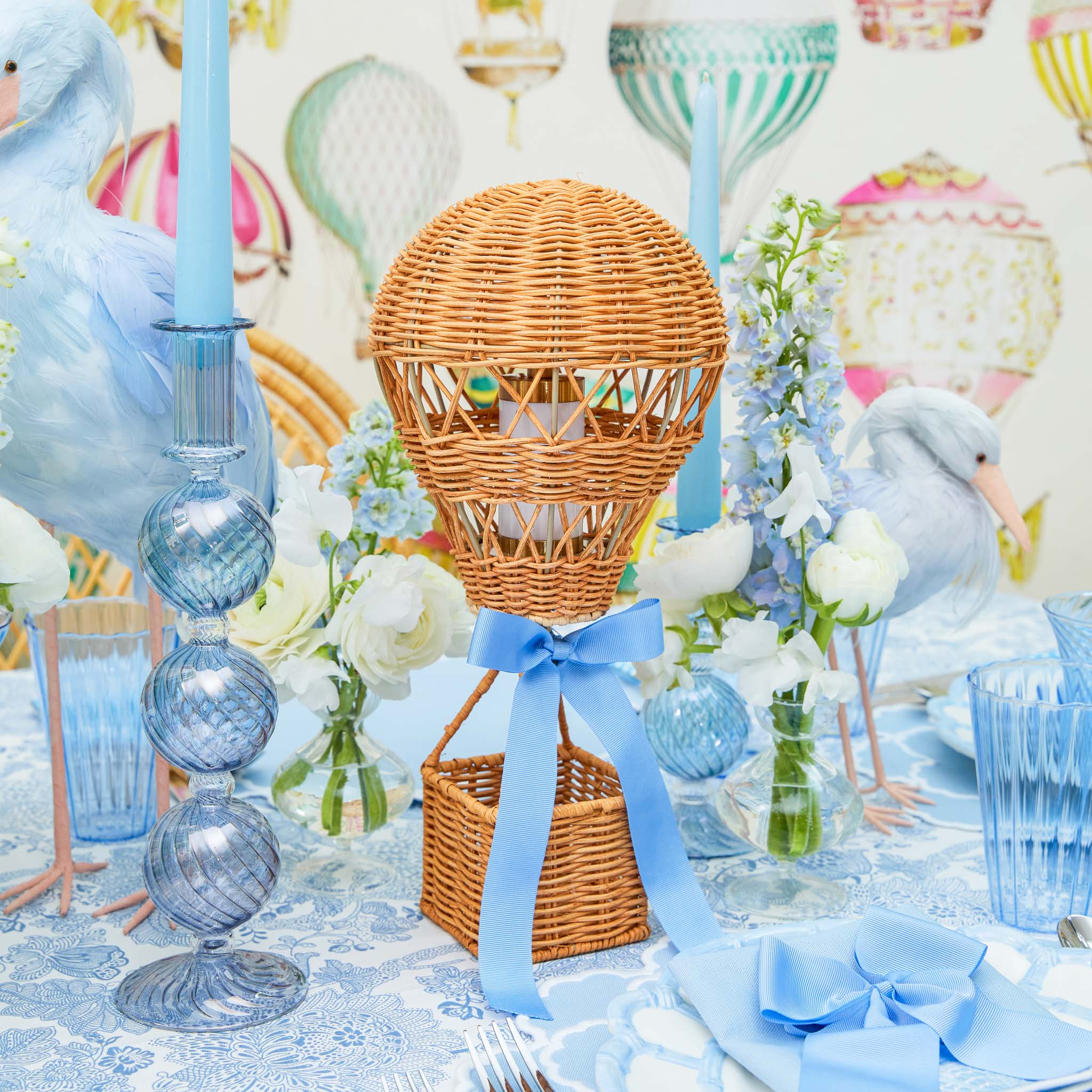 Hot Air Balloon Rechargeable Lamp with Blue Bow - Image 6