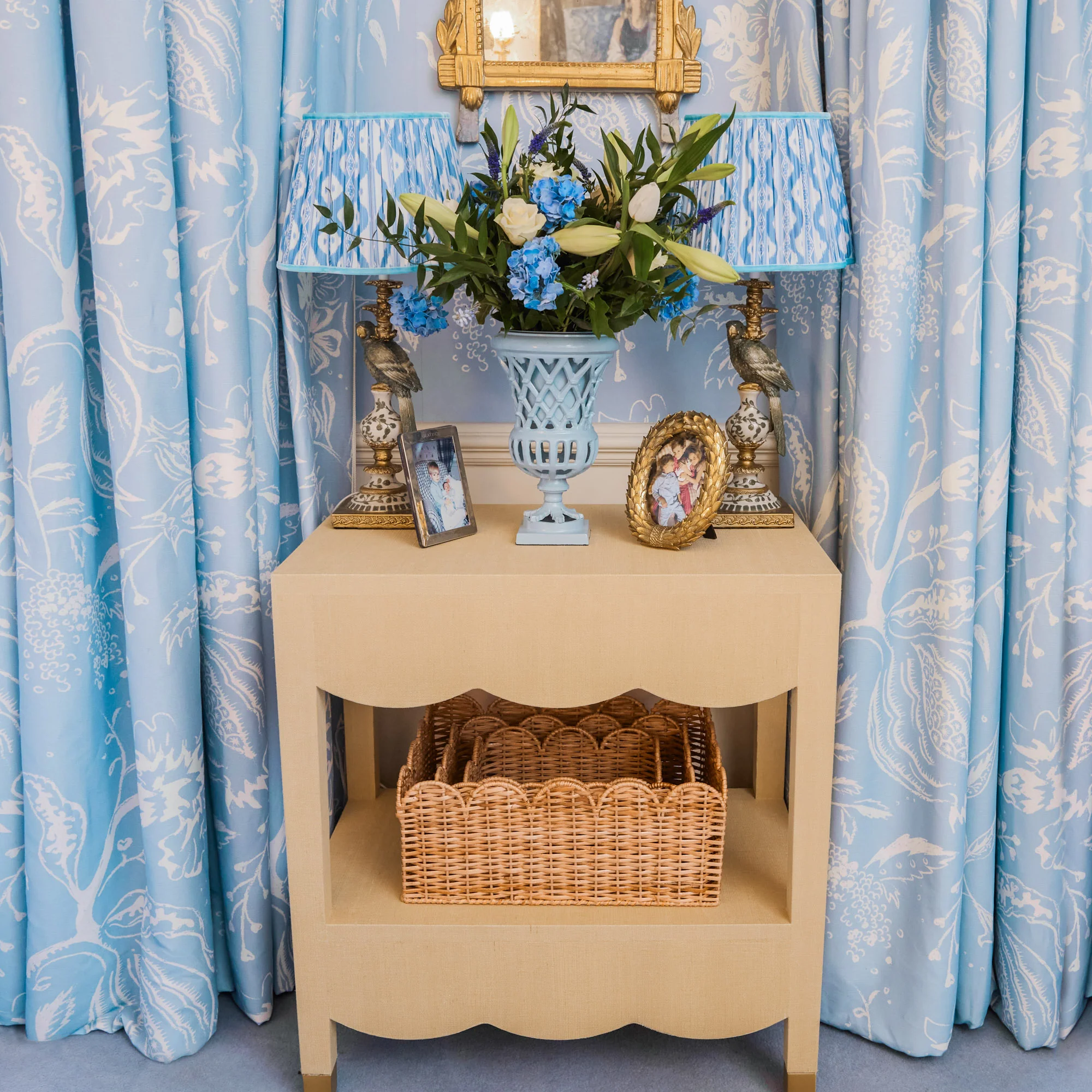 Small Adelaide Soft Blue Lattice Urn Vase - Image 17