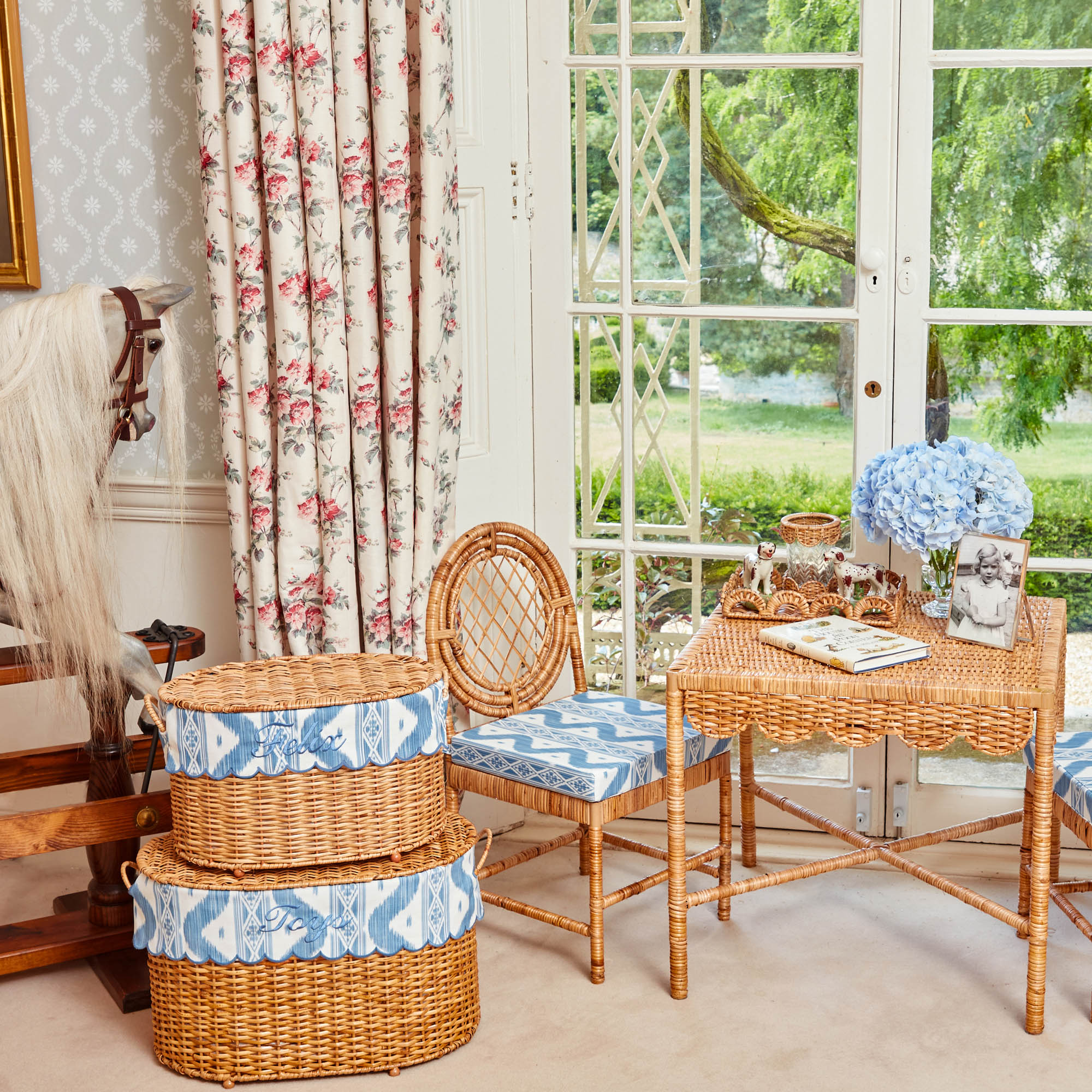 Isabella Rattan Basket with Ikat Liner (Medium) - Image 12