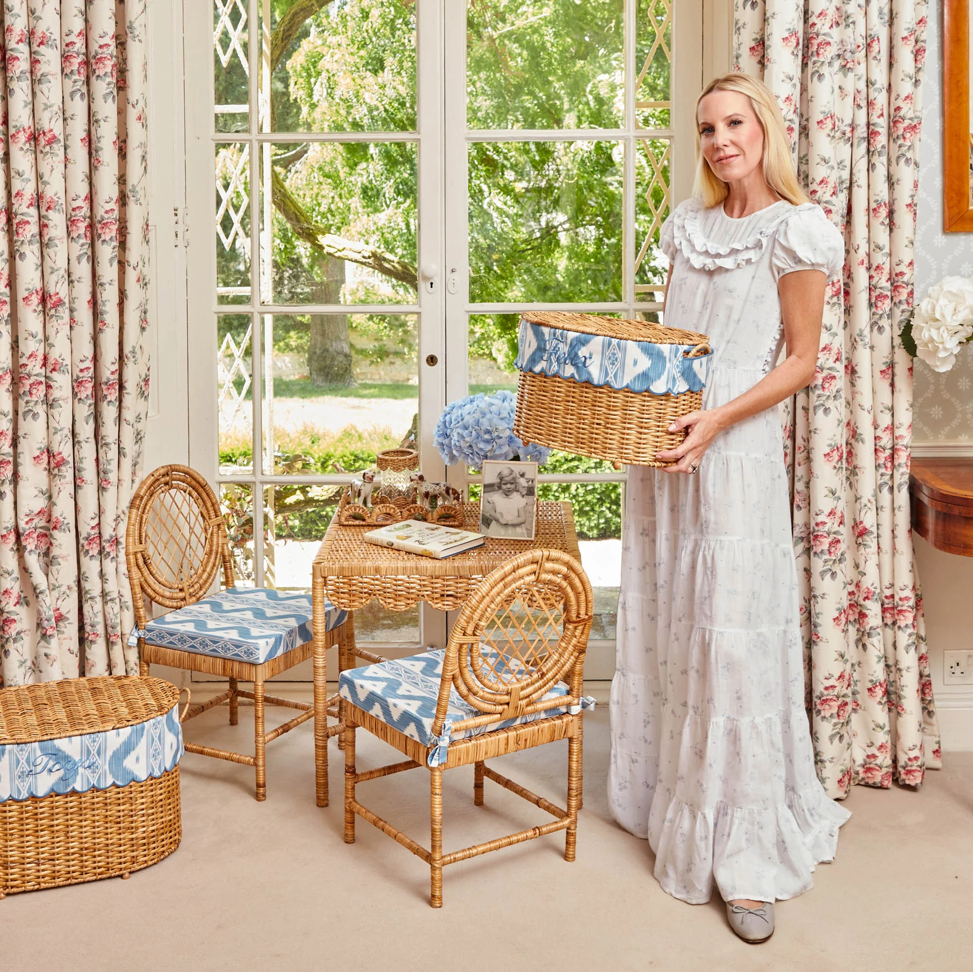 Isabella Rattan Basket with Ikat Liner (Small) - Image 6