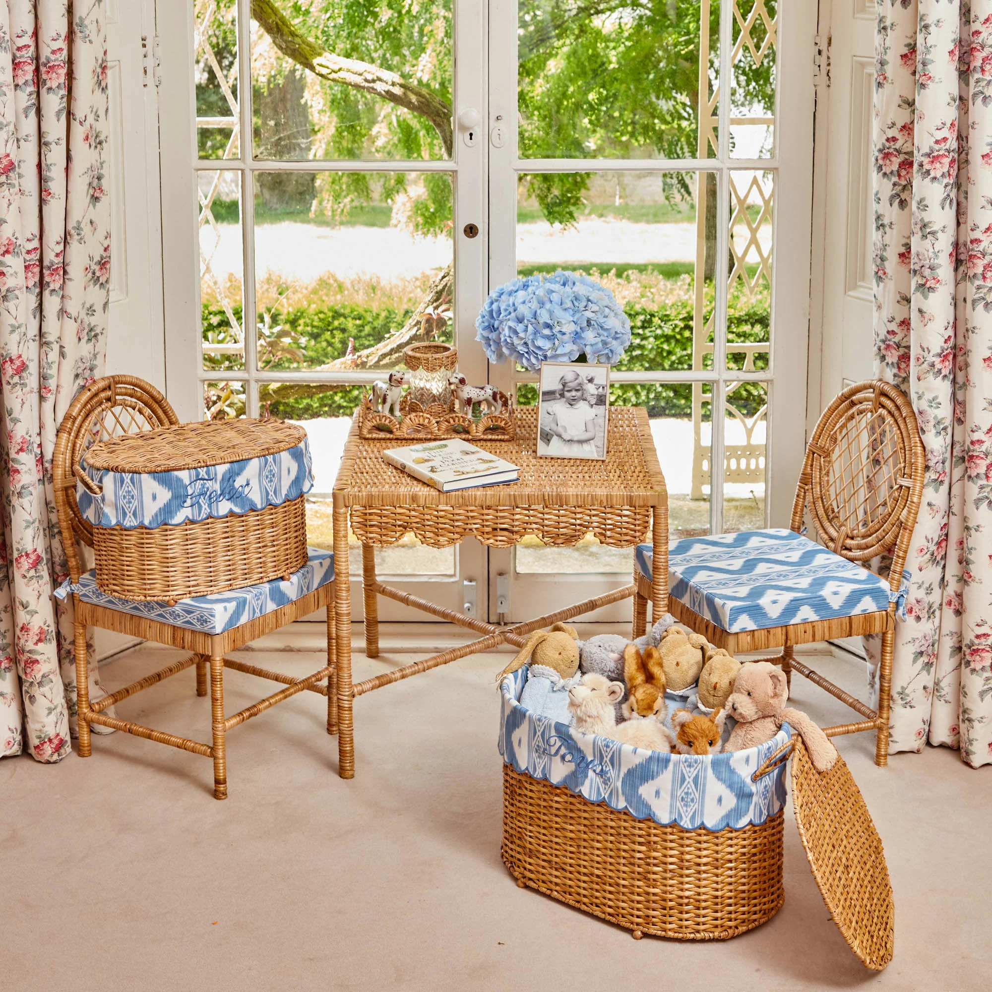 Isabella Rattan Basket with Ikat Liner (Medium) - Image 10