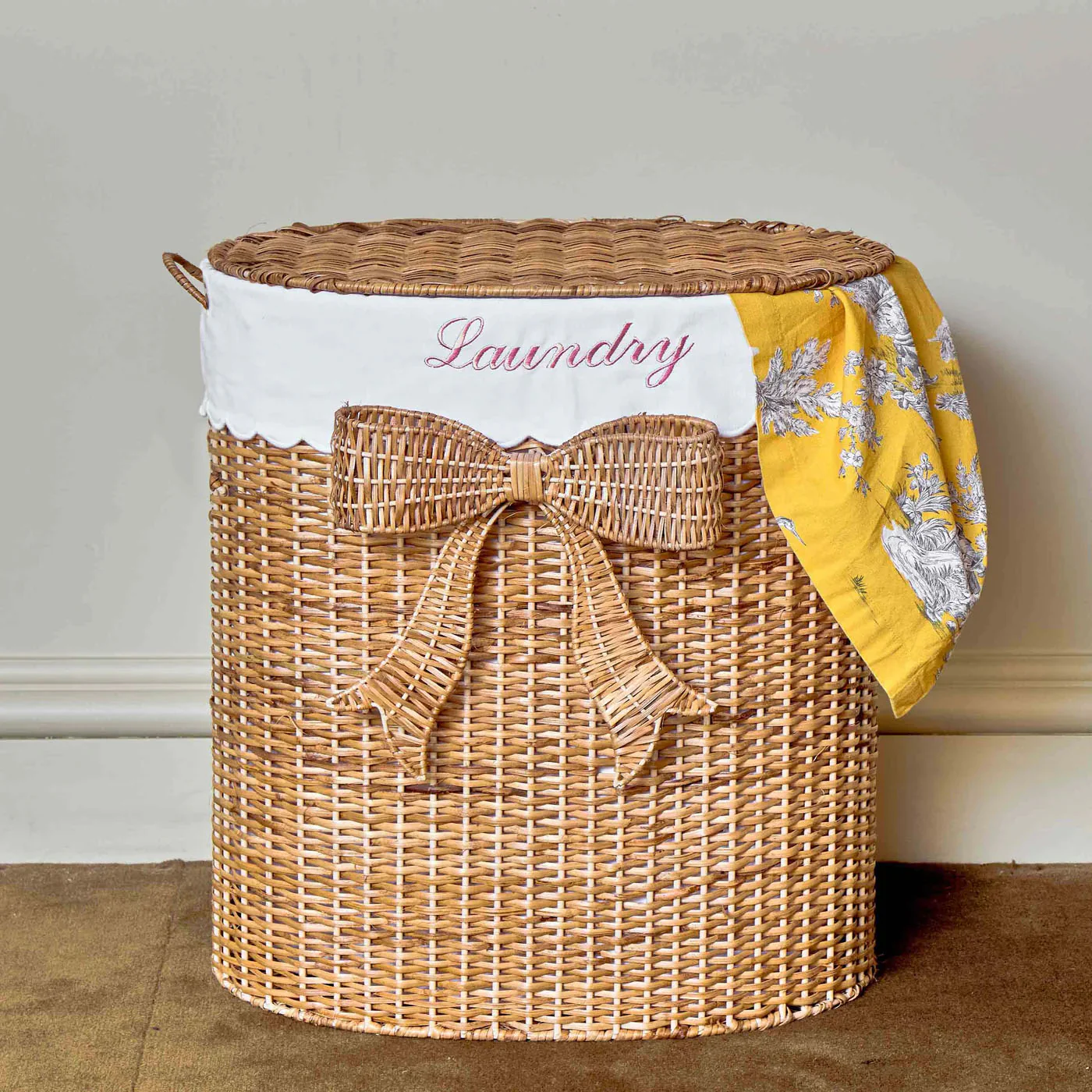 Isabella Rattan Bow Laundry Basket - Image 2