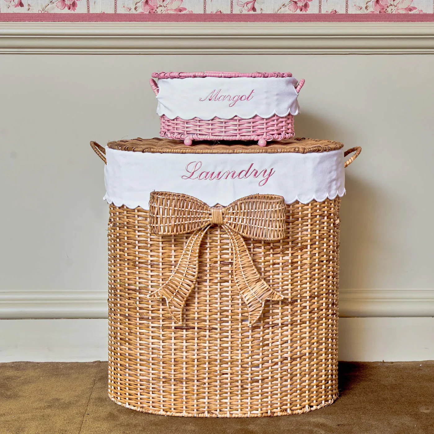 Isabella Rattan Bow Laundry Basket - Image 4