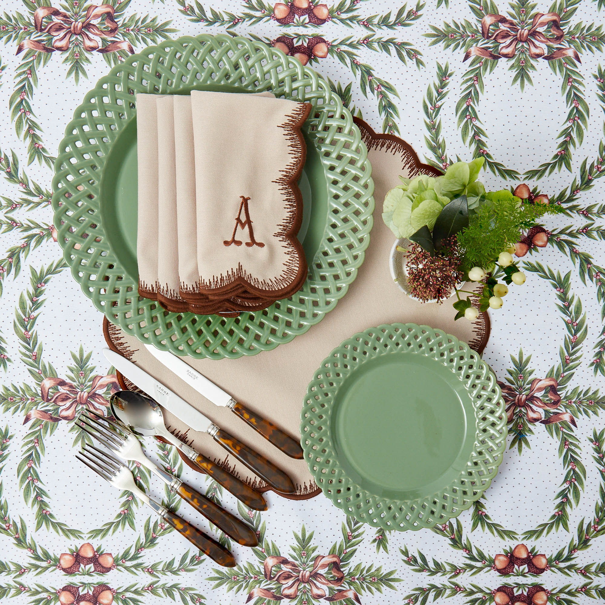 Taupe & Chocolate Isabella Napkins (Set of 4) - Image 14