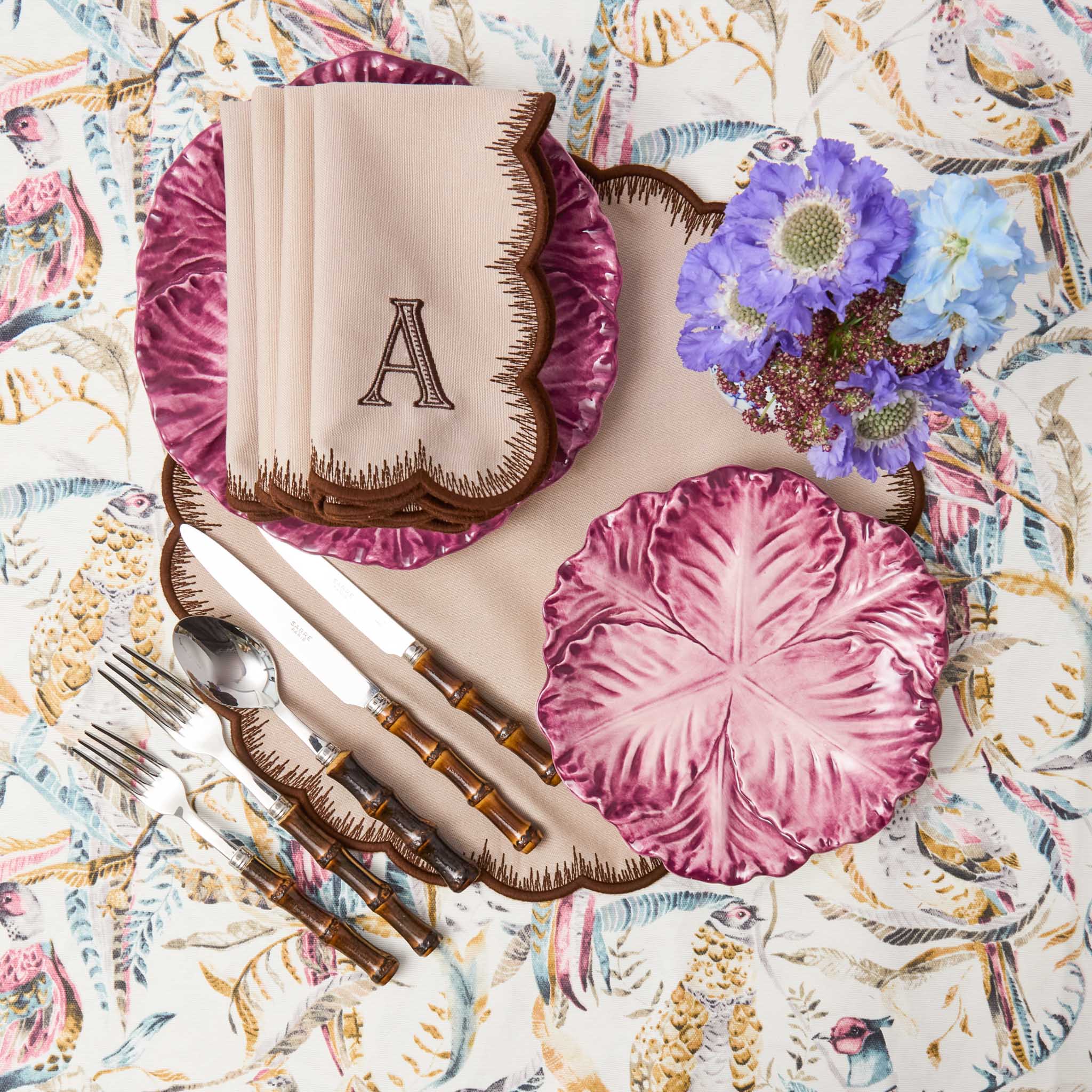 Taupe & Chocolate Isabella Napkins (Set of 4) - Image 6
