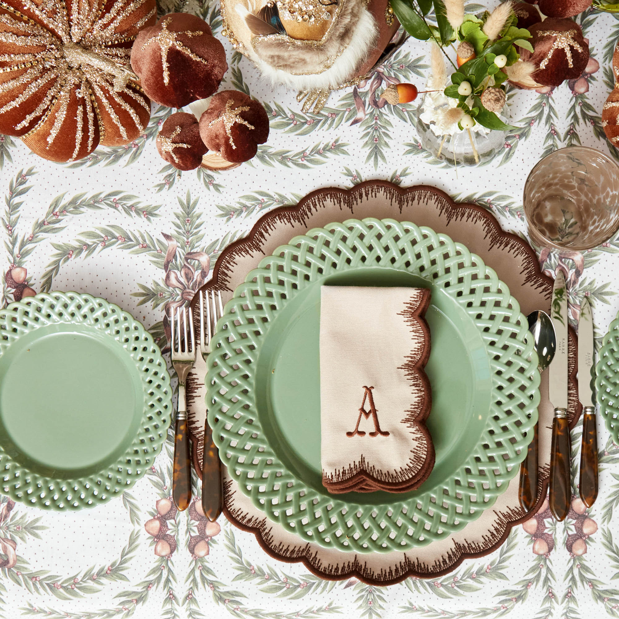 Isabella Taupe & Chocolate Placemats & Napkins (Set of 4) - Image 14