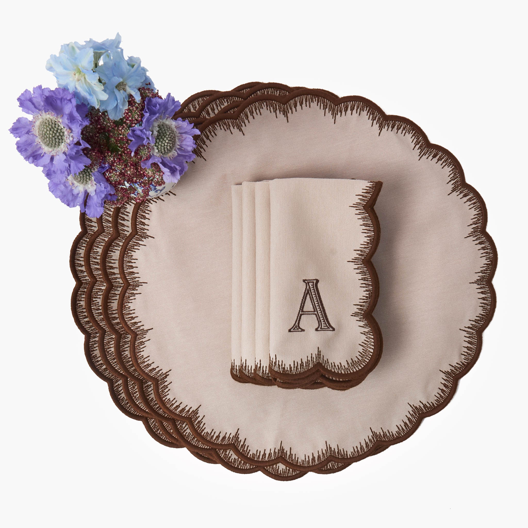 Isabella Taupe & Chocolate Placemats & Napkins (Set of 4) - Image 3