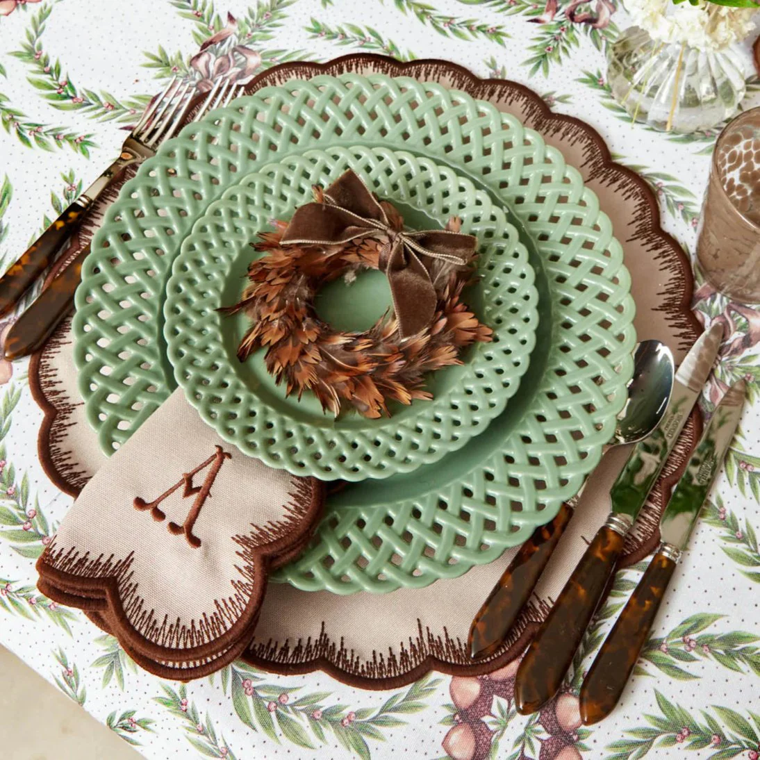 Isabella Taupe & Chocolate Placemats & Napkins (Set of 4) - Image 9