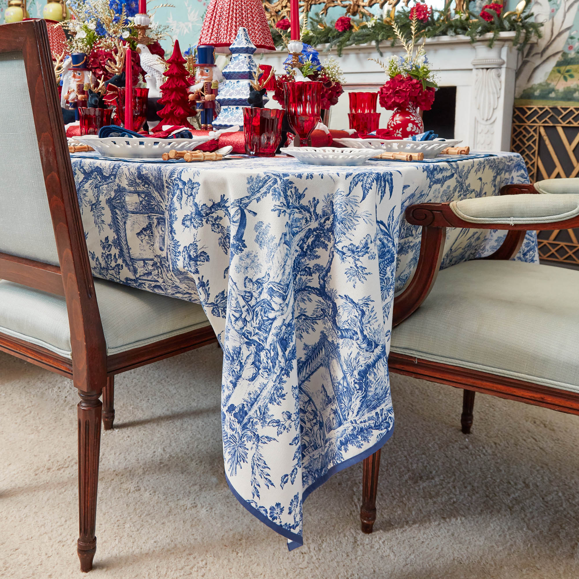 Isla Blue Toile Tablecloth - Image 4