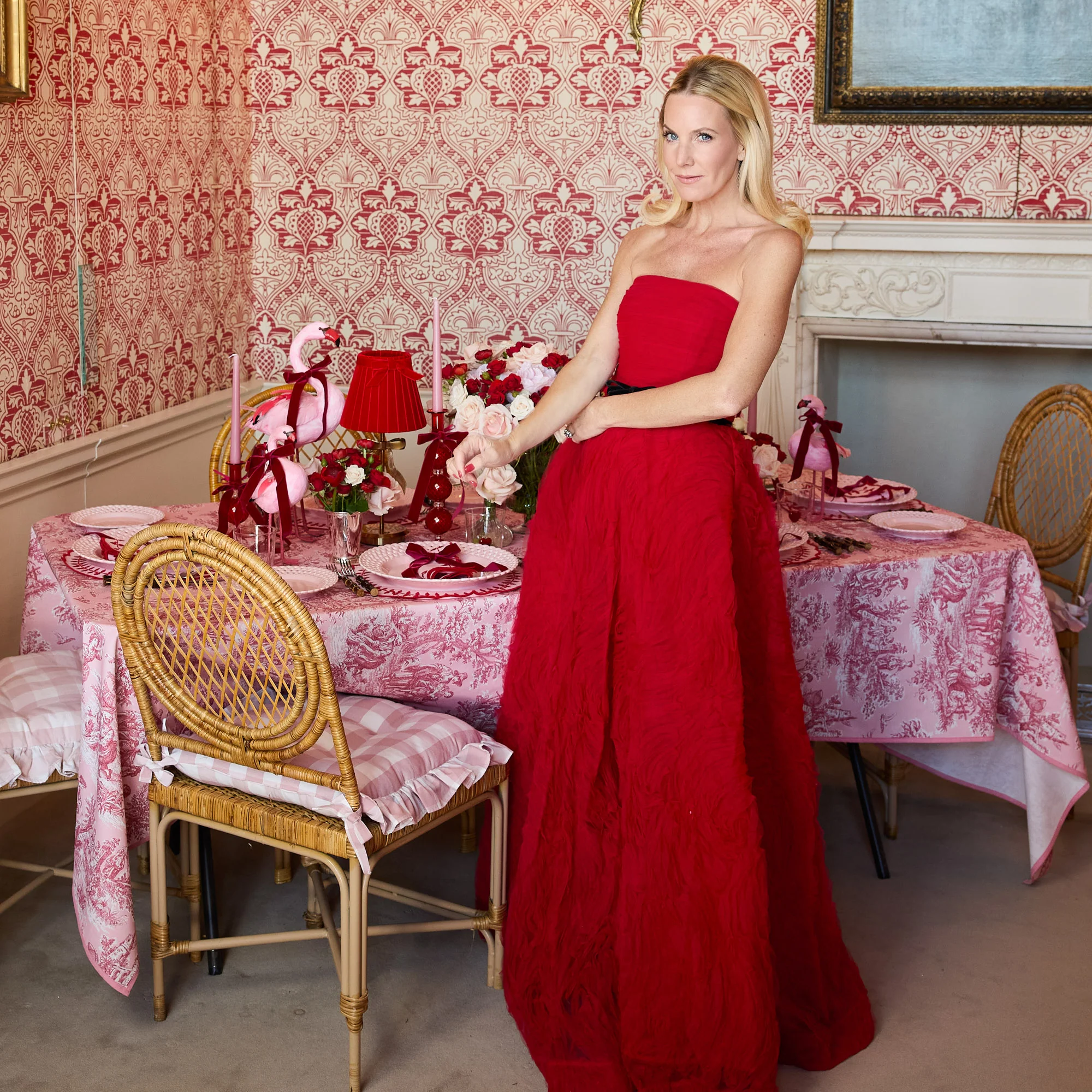 Pink Isla Toile Tablecloth - Image 2