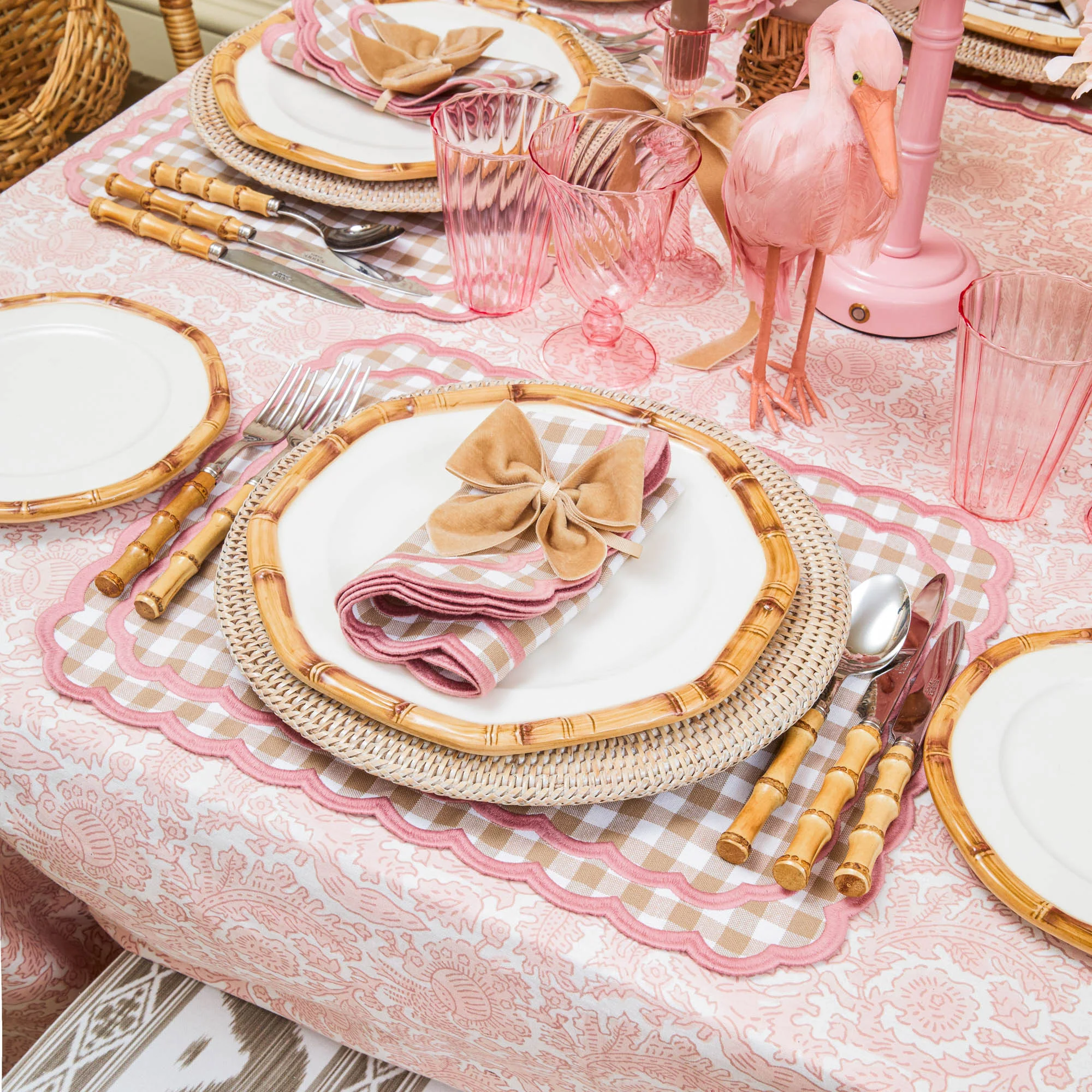 Isla Putty & Pink Gingham Napkins (Set of 4) - Image 10
