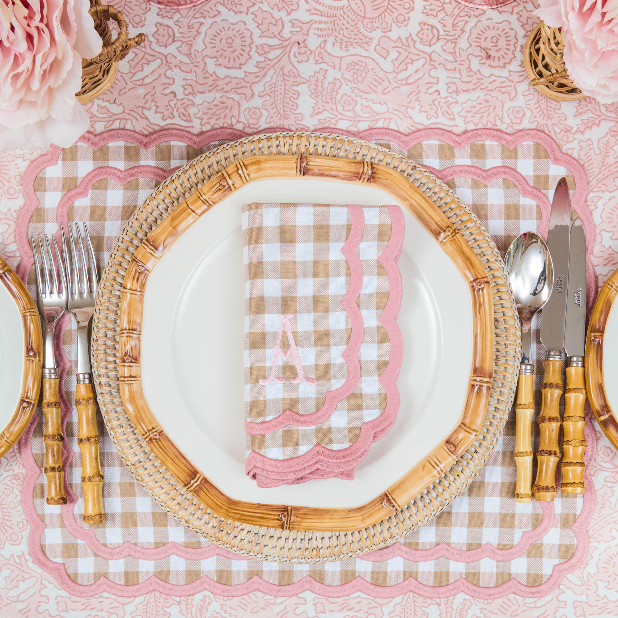 Isla Putty & Pink Gingham Napkins (Set of 4) - Image 2