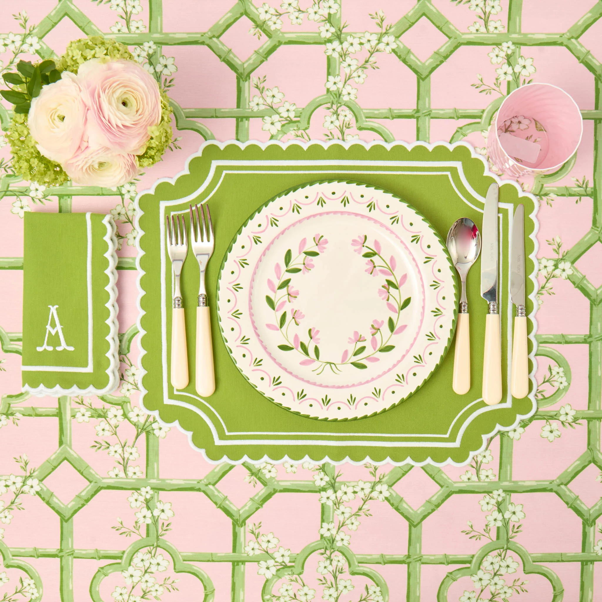Green & Pink Josephine Garland Dinner & Starter Plates (Set of 8) - Image 7