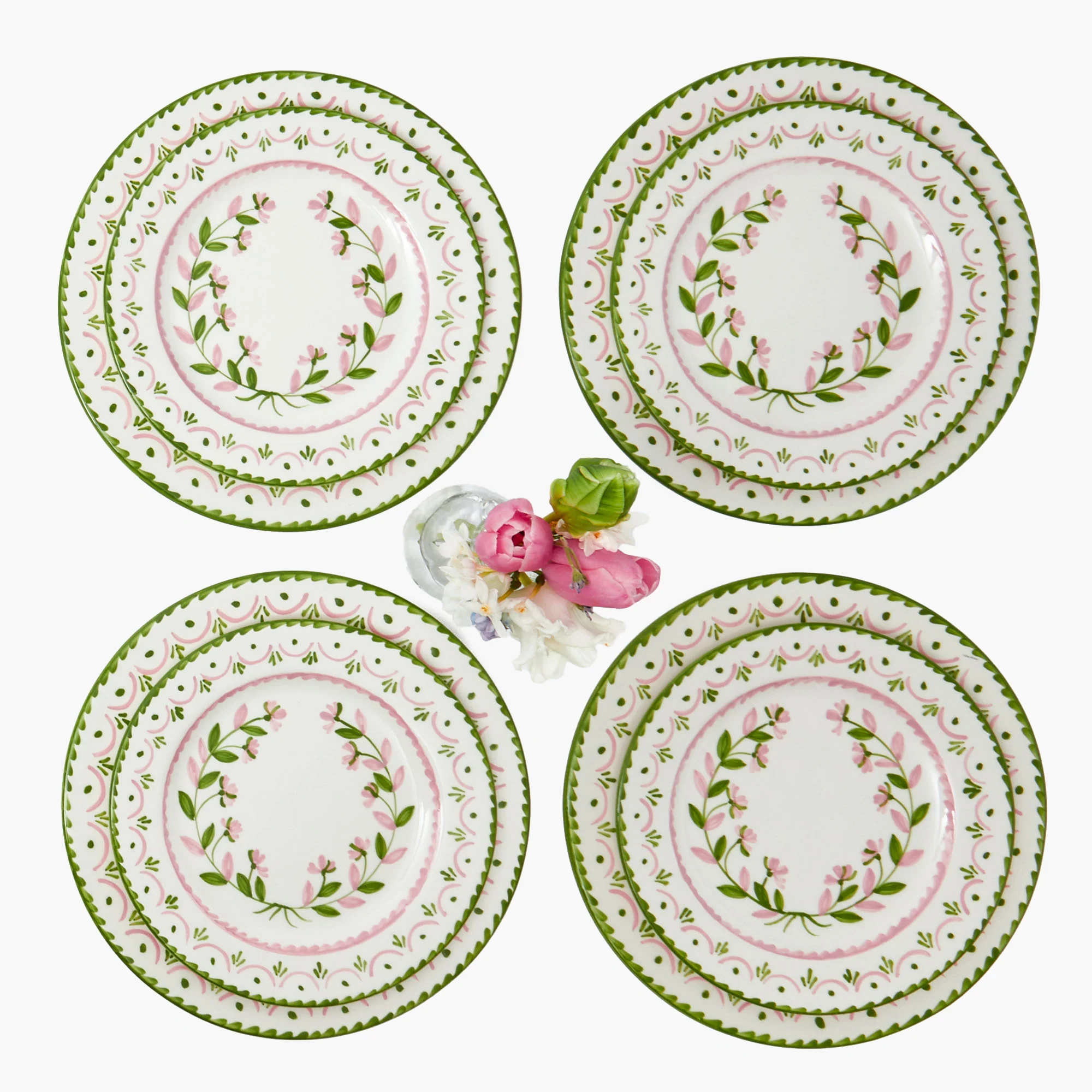 Green & Pink Josephine Garland Dinner & Starter Plates (Set of 8) - Image 9