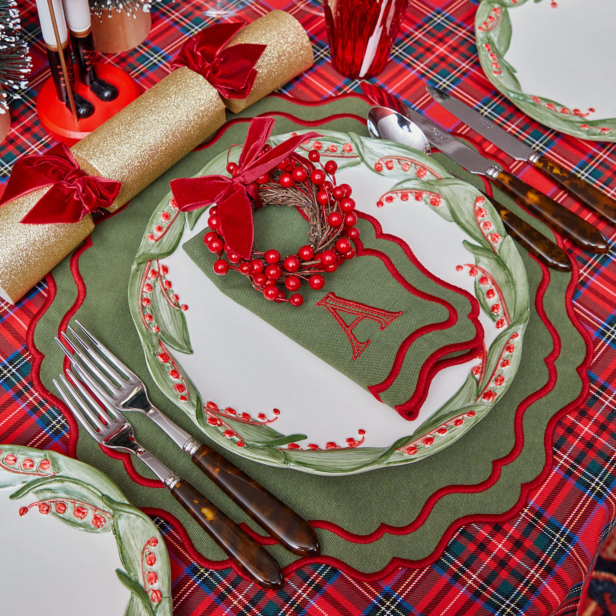 Katherine Green & Red Napkins (Set of 4) - Image 4