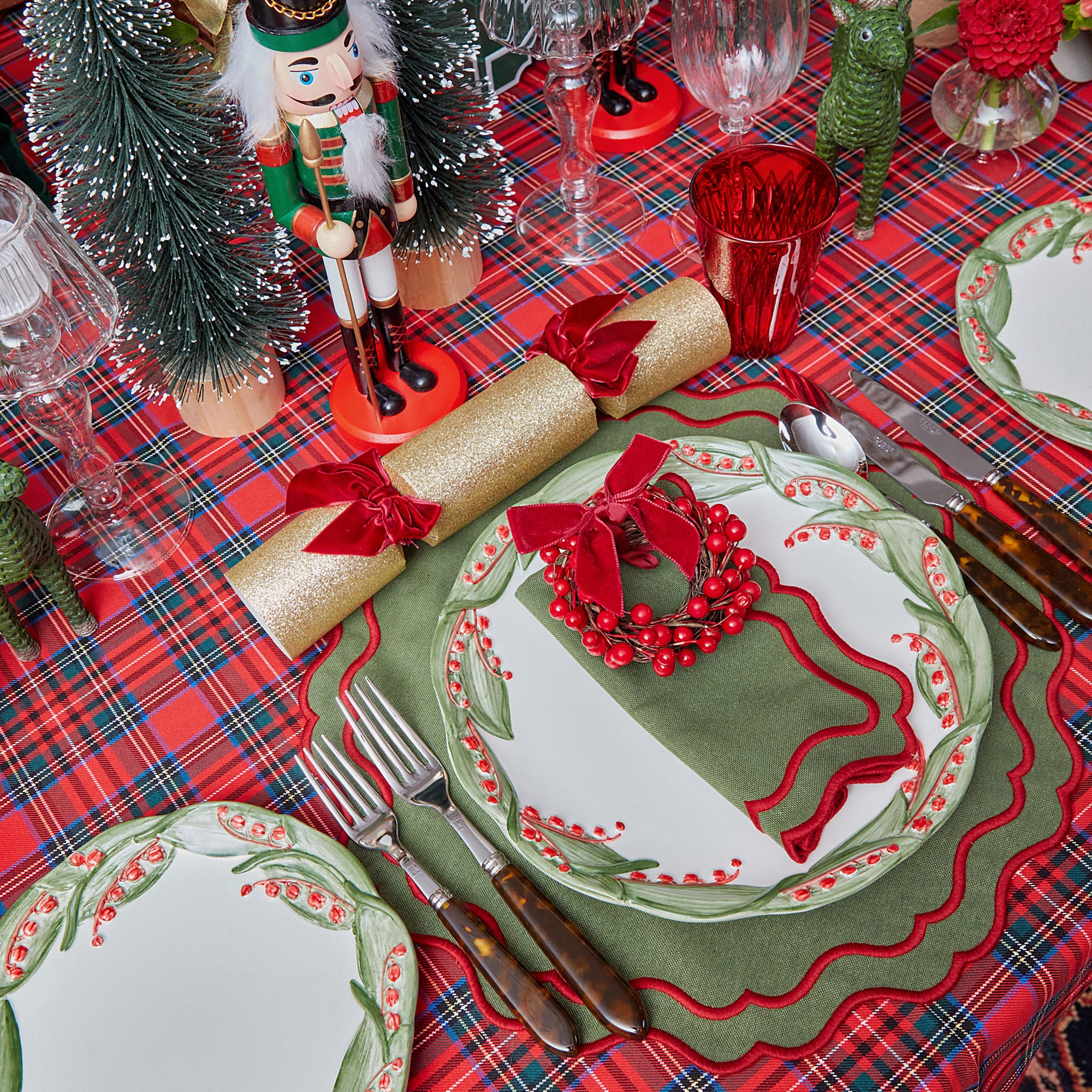 Katherine Green & Red Napkins (Set of 4) - Image 5