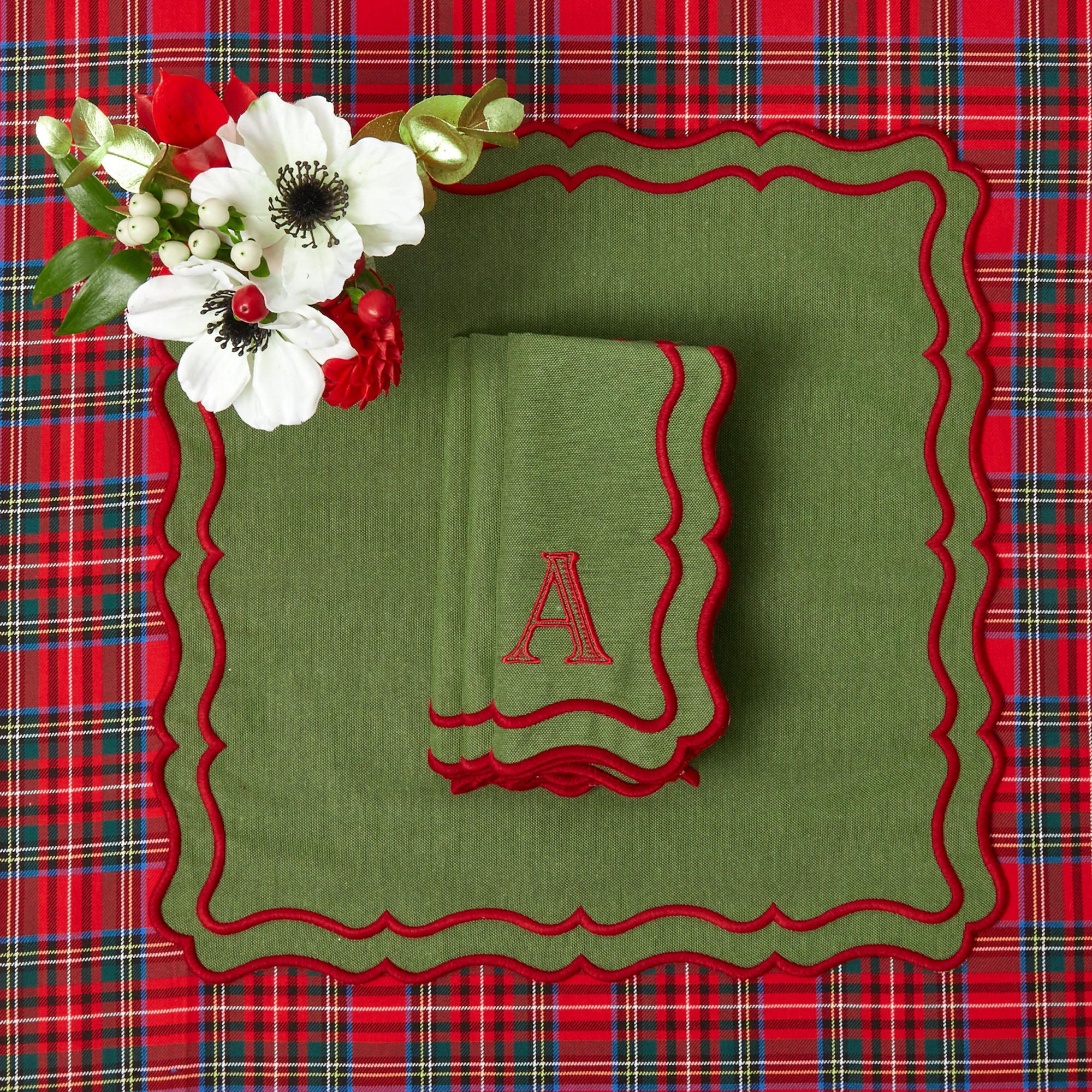 Katherine Green & Red Napkins (Set of 4) - Image 6