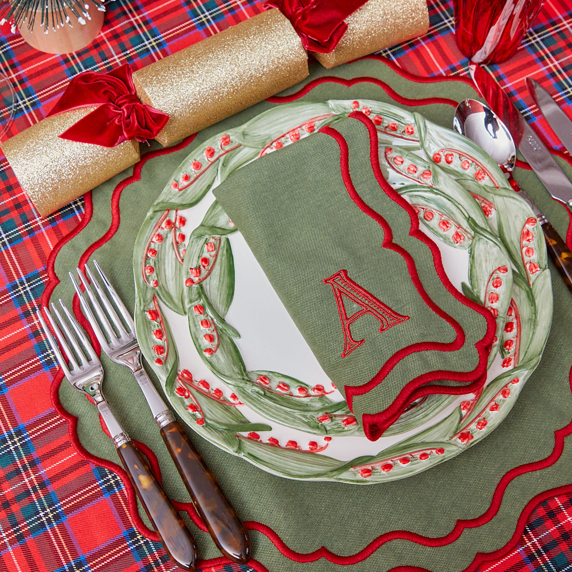 Katherine Green & Red Placemats & Napkins (Set of 4) - Image 3