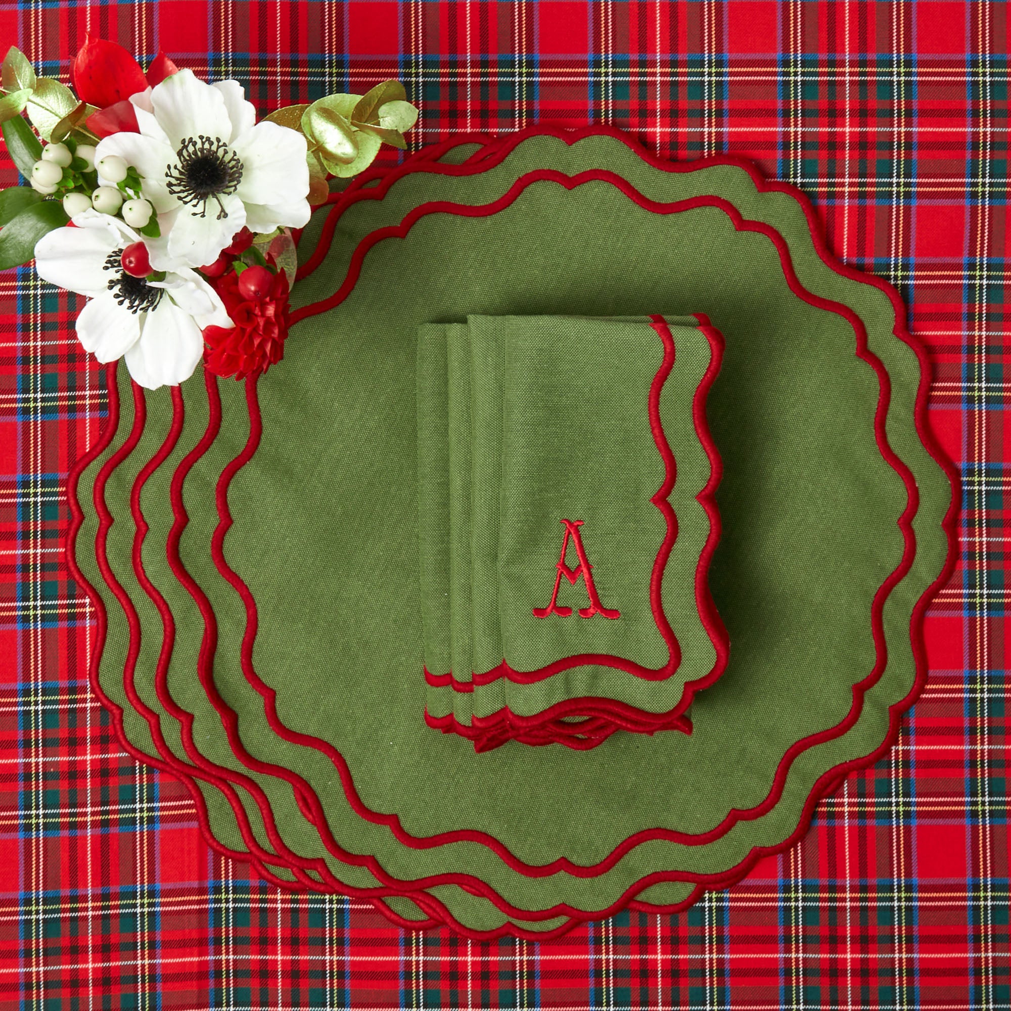 Katherine Green & Red Placemats & Napkins (Set of 4) - Image 5