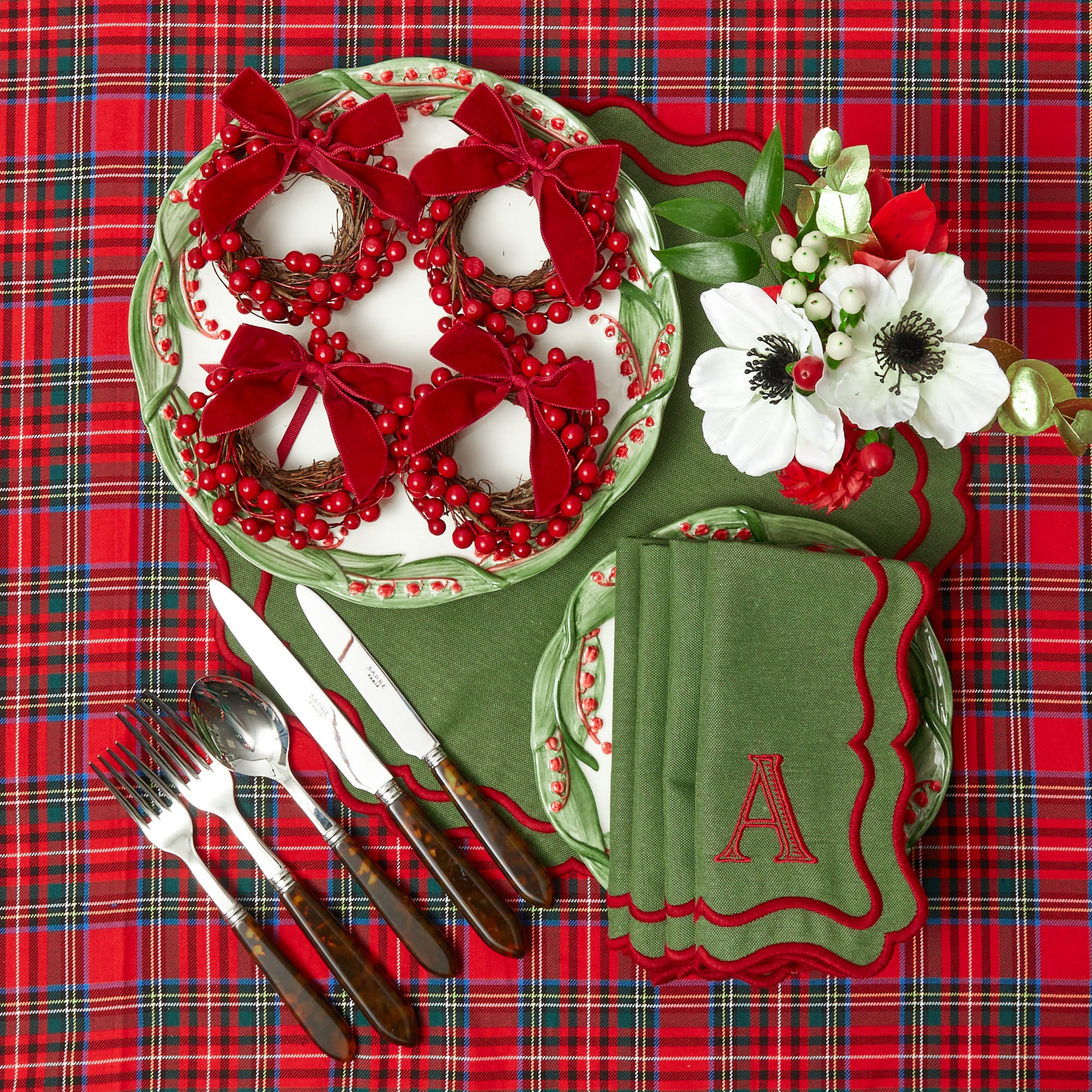 Katherine Green & Red Placemats & Napkins (Set of 4) - Image 6