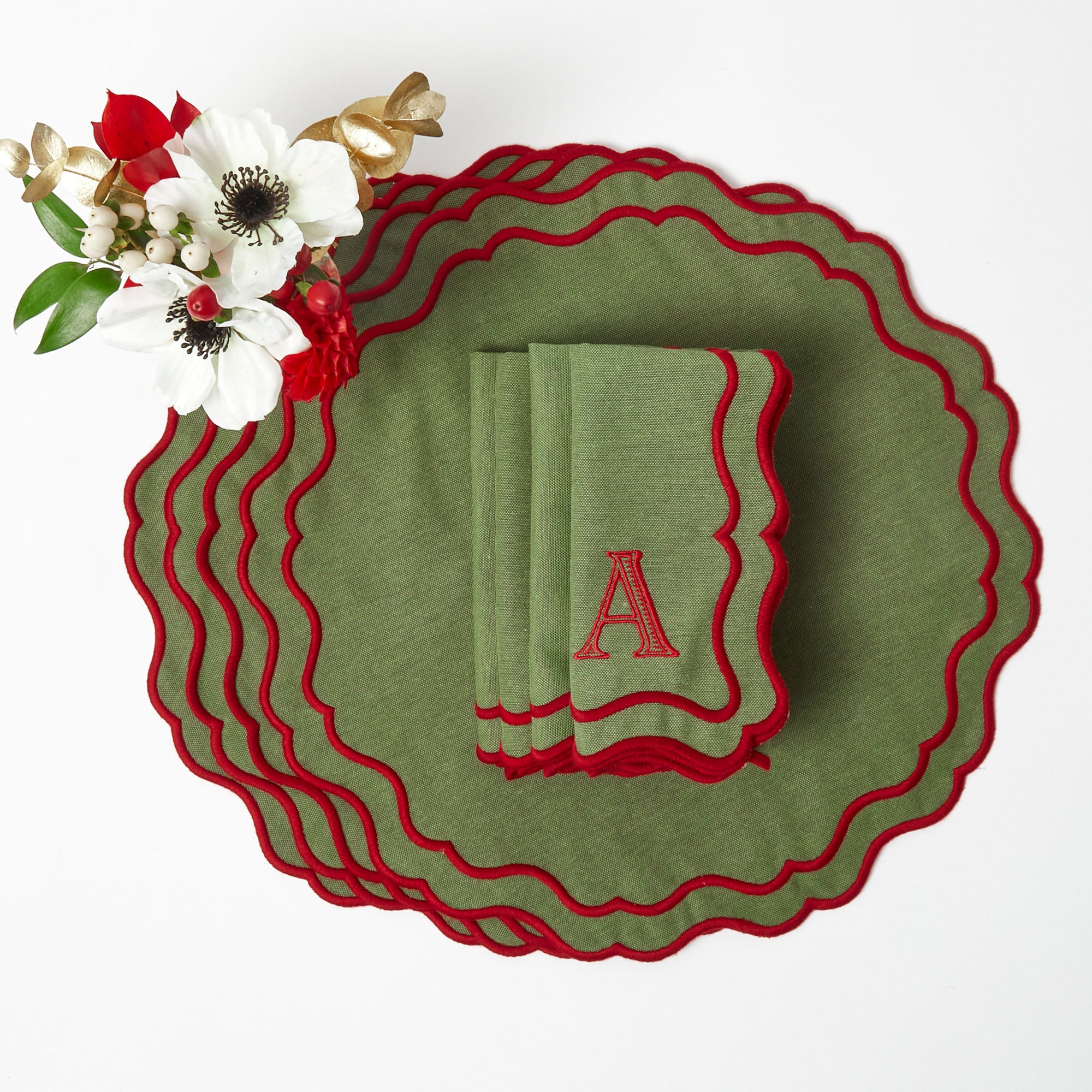 Katherine Green & Red Placemats & Napkins (Set of 4) - Image 7