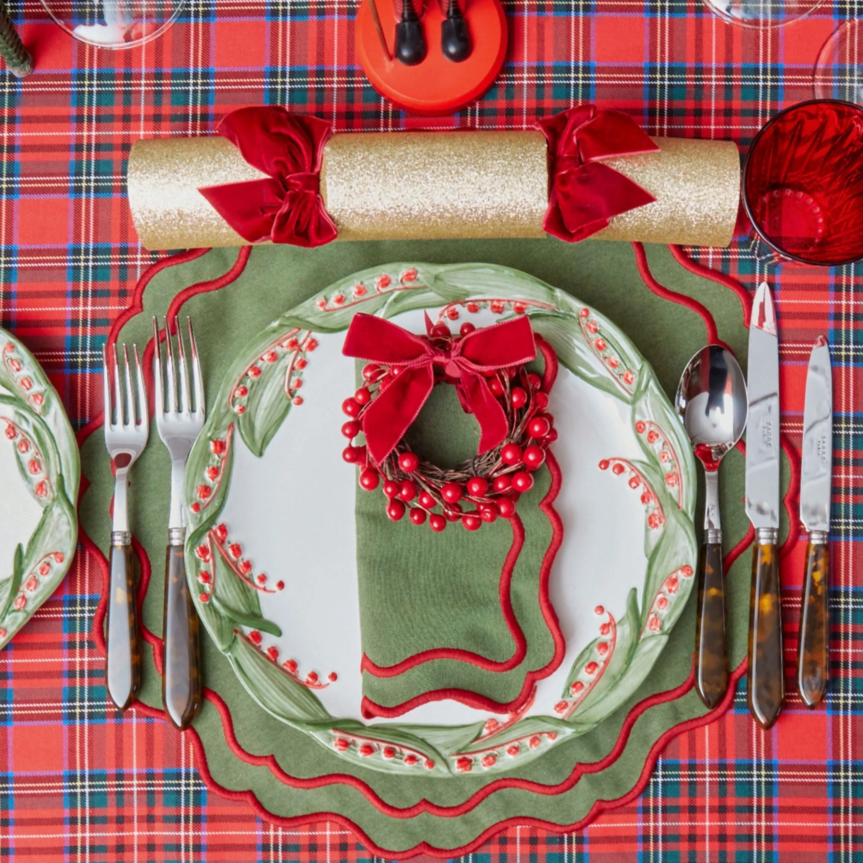 Katherine Green & Red Placemats & Napkins (Set of 4) - Image 8