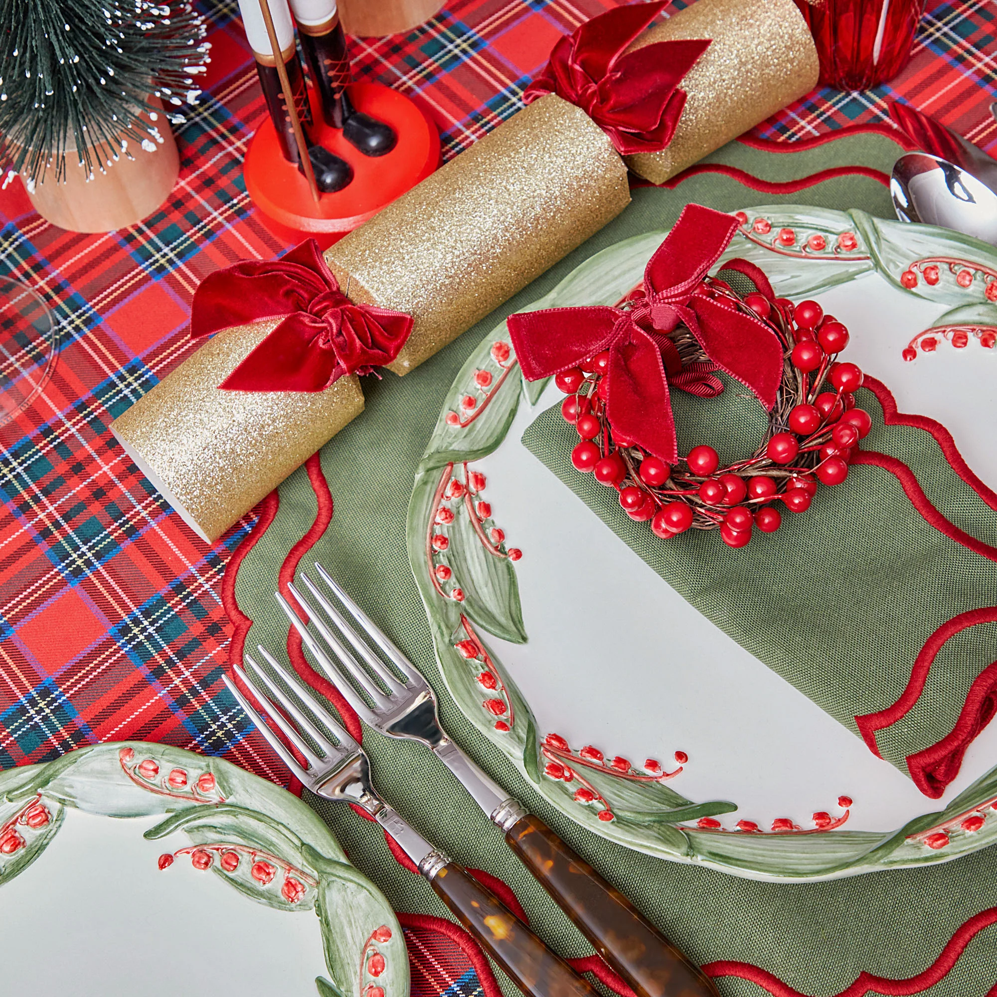 Katherine Green & Red Placemats & Napkins (Set of 4) - Image 9