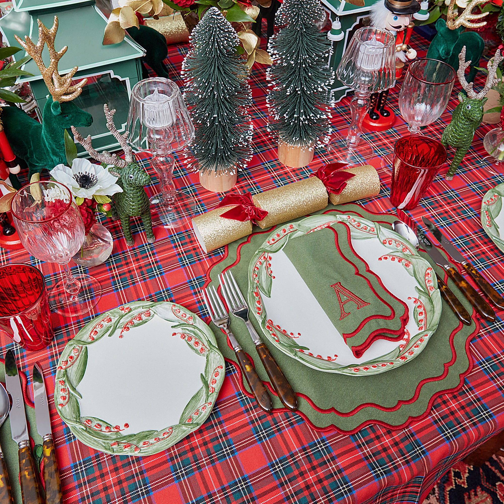 Katherine Green & Red Placemats (Set of 4) - Image 2