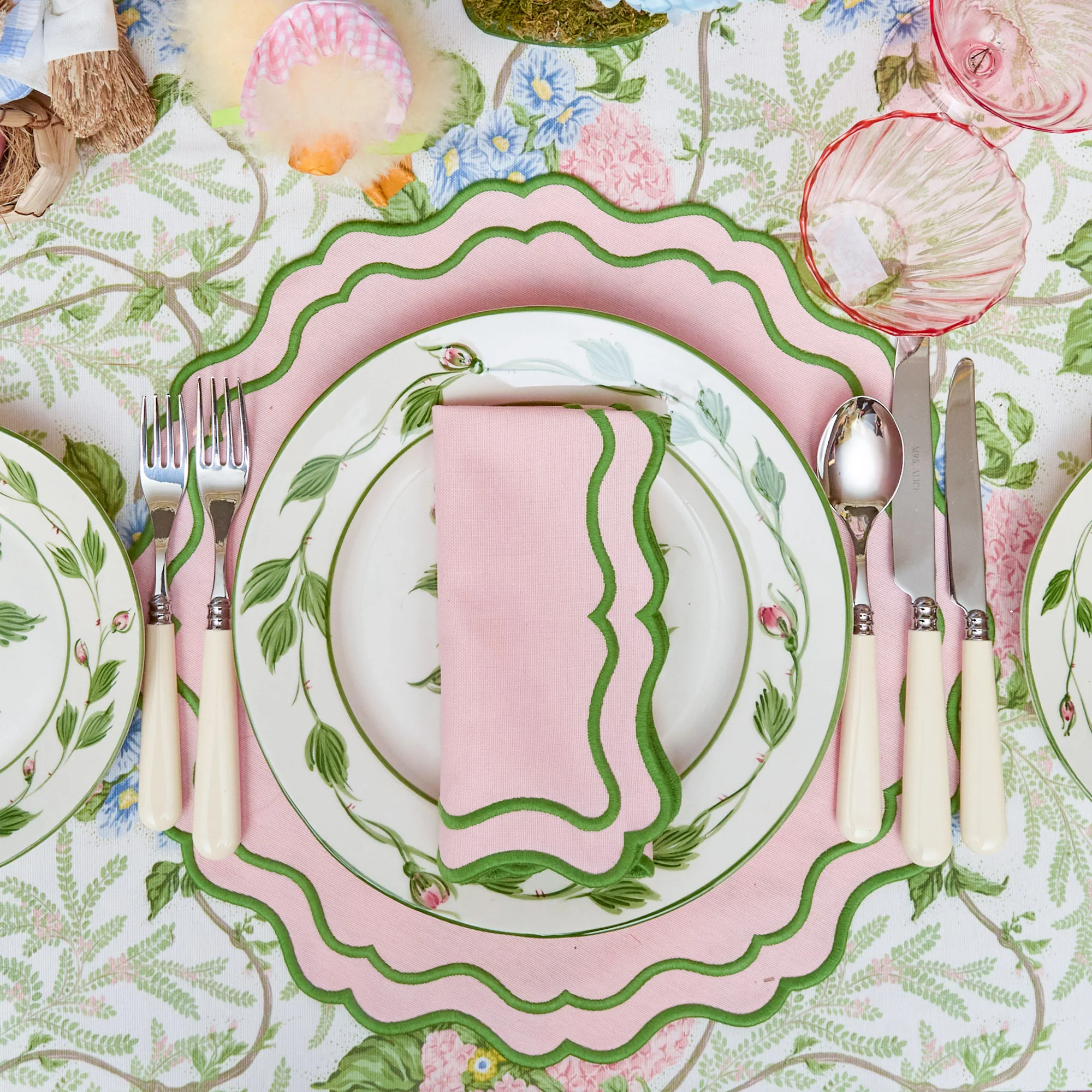 Pink & Blue Lady Isabella's Garden Tablecloth - Image 7