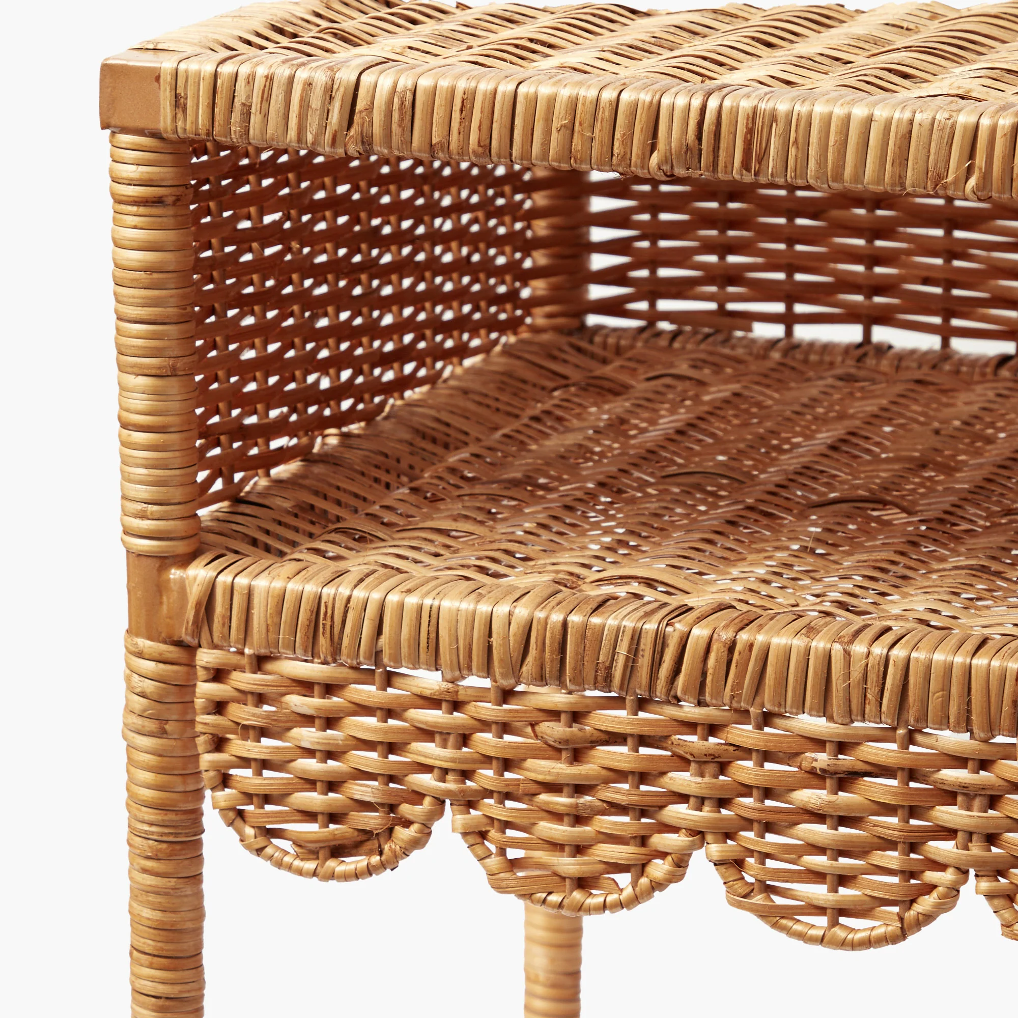 Lara Rattan Scalloped Bedside Table - Image 3