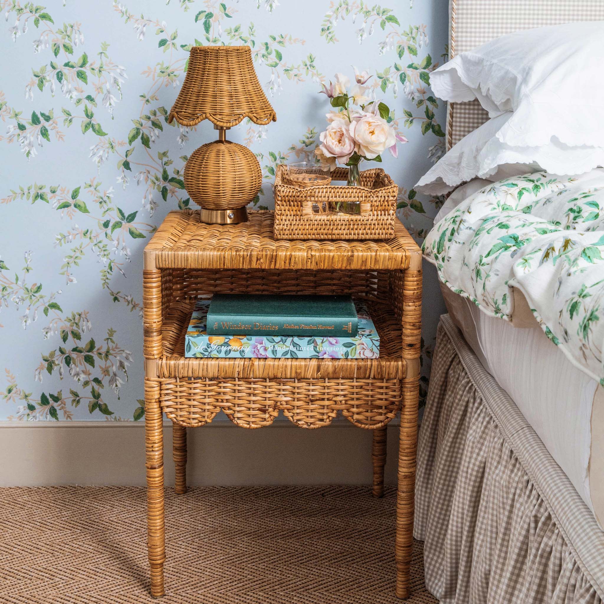 Lara Rattan Scalloped Bedside Table - Image 4