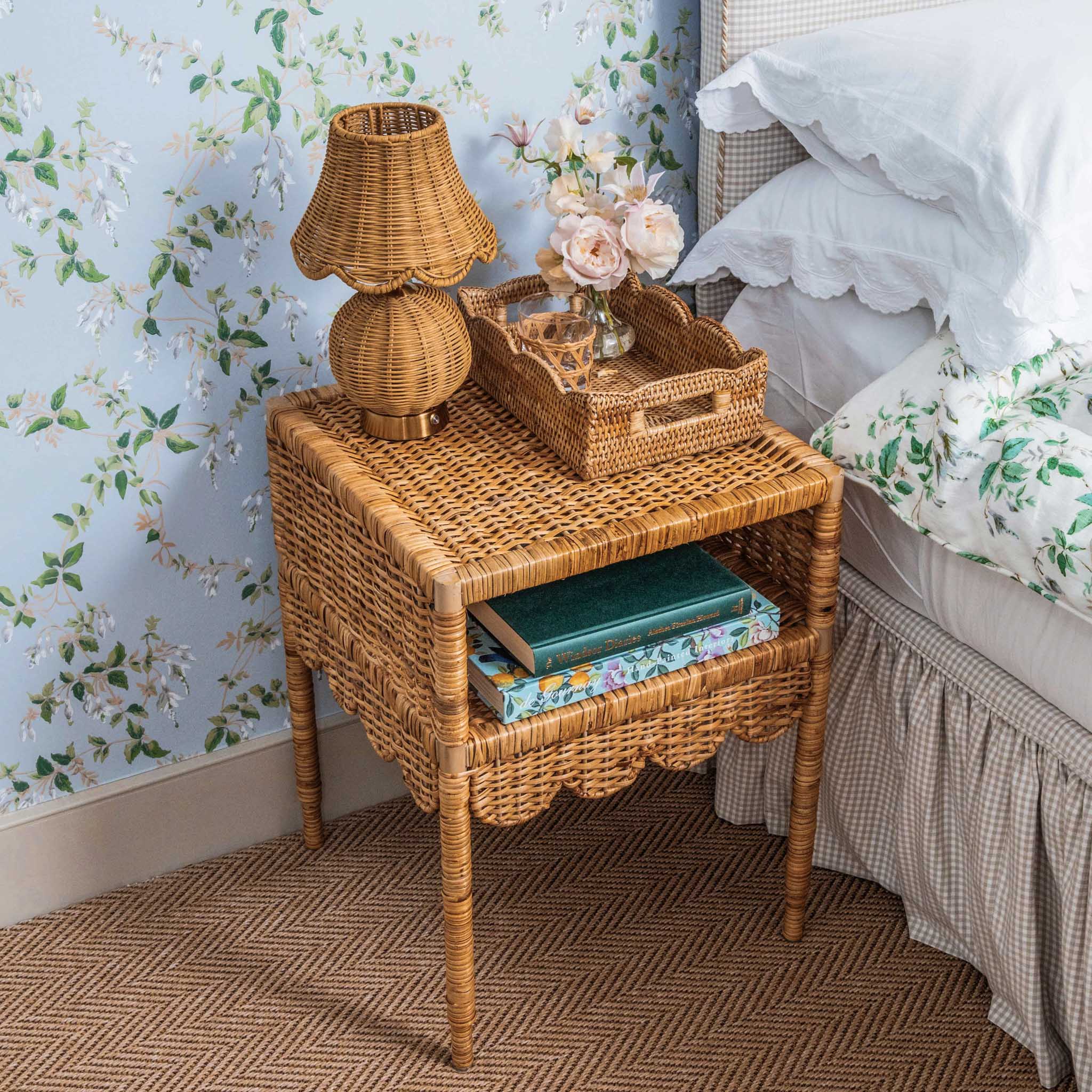 Lara Rattan Scalloped Bedside Table - Image 5