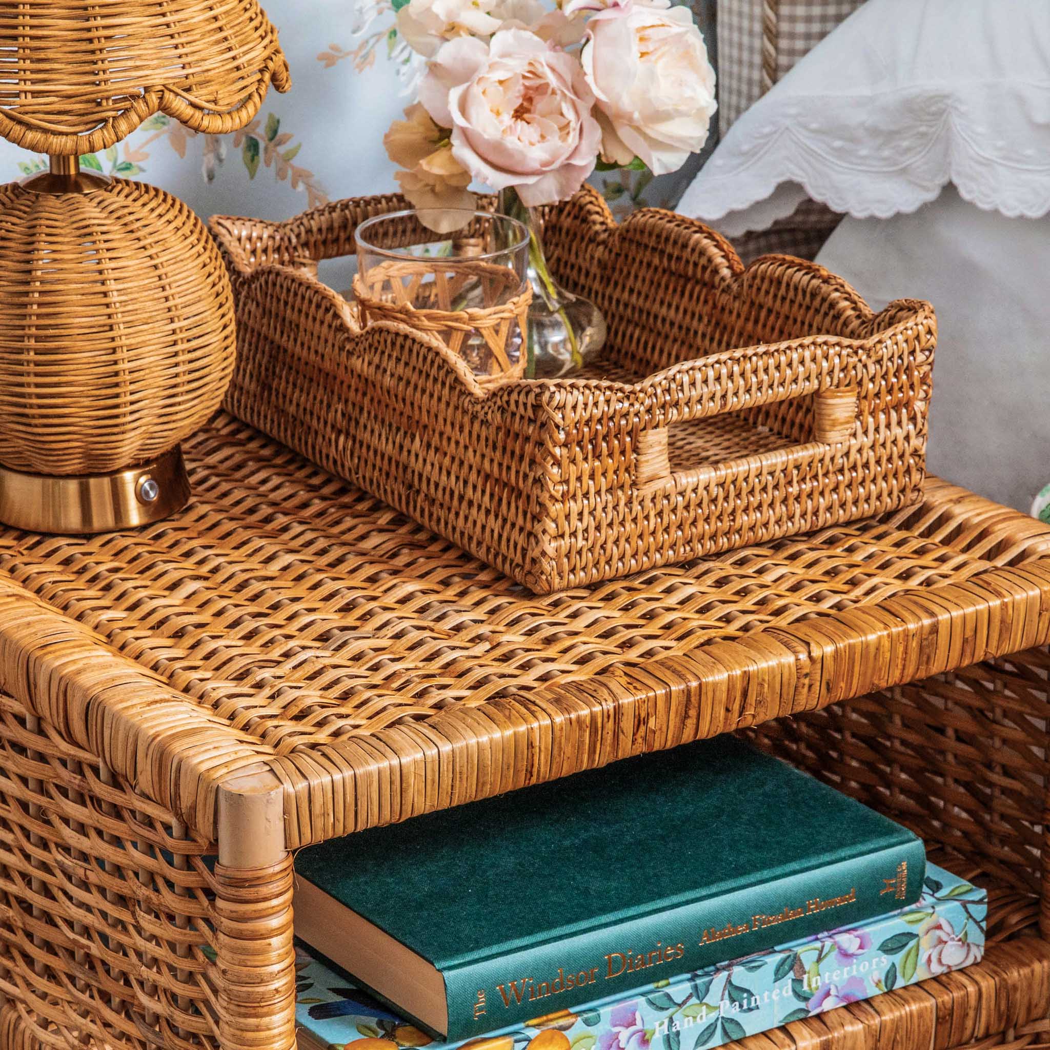 Lara Rattan Scalloped Bedside Table - Image 6