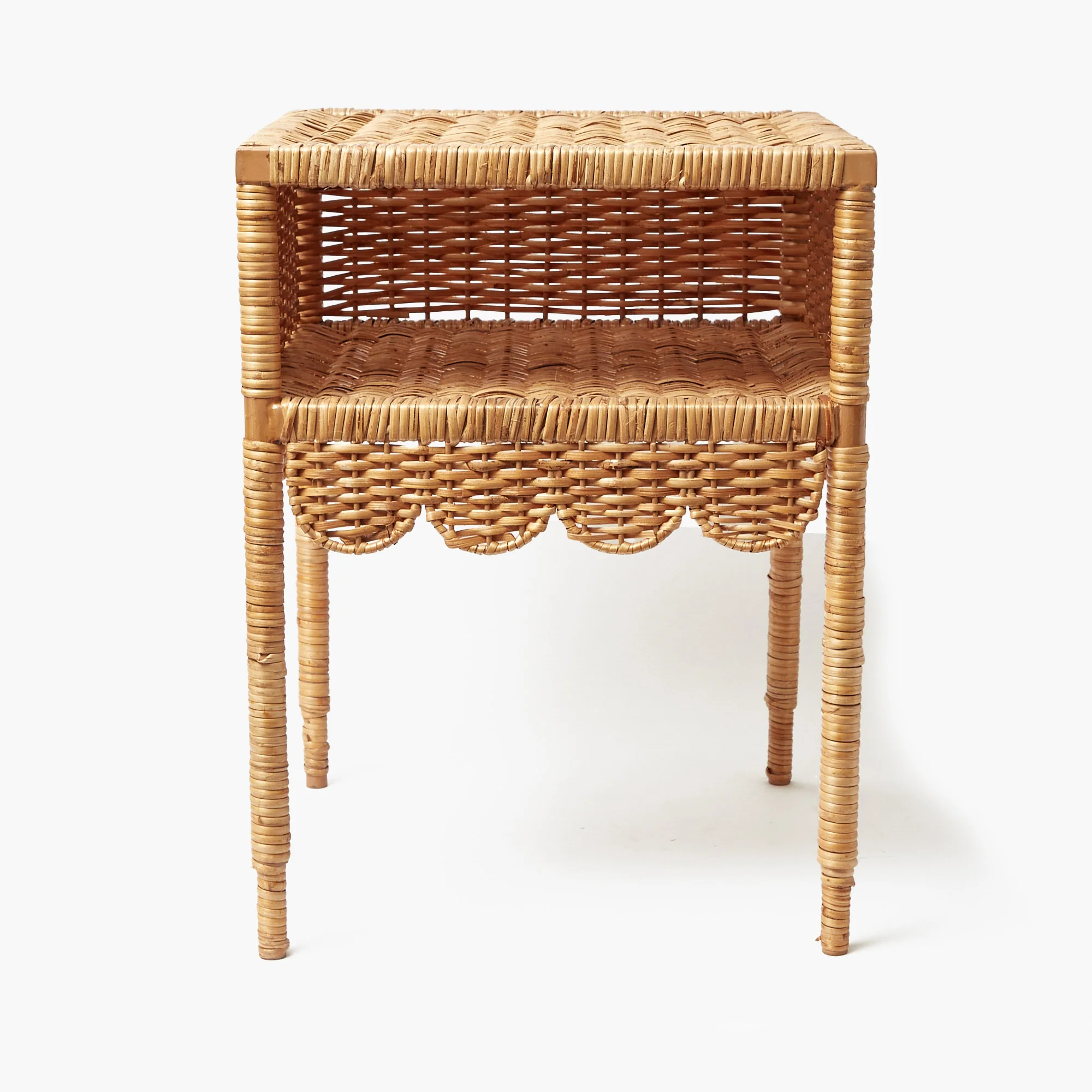 Lara Rattan Scalloped Bedside Table - Image 7