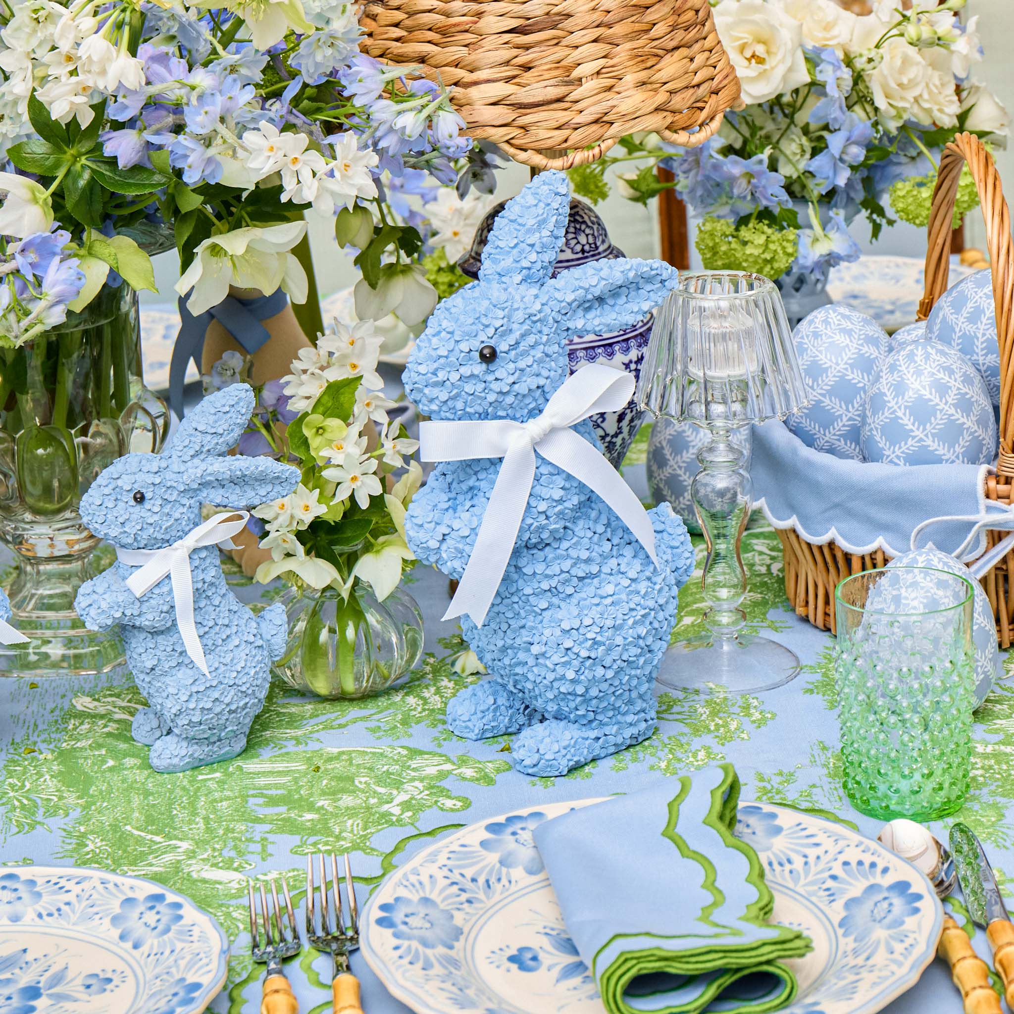 Blue Large Floral Bunny (Pair) - Image 2