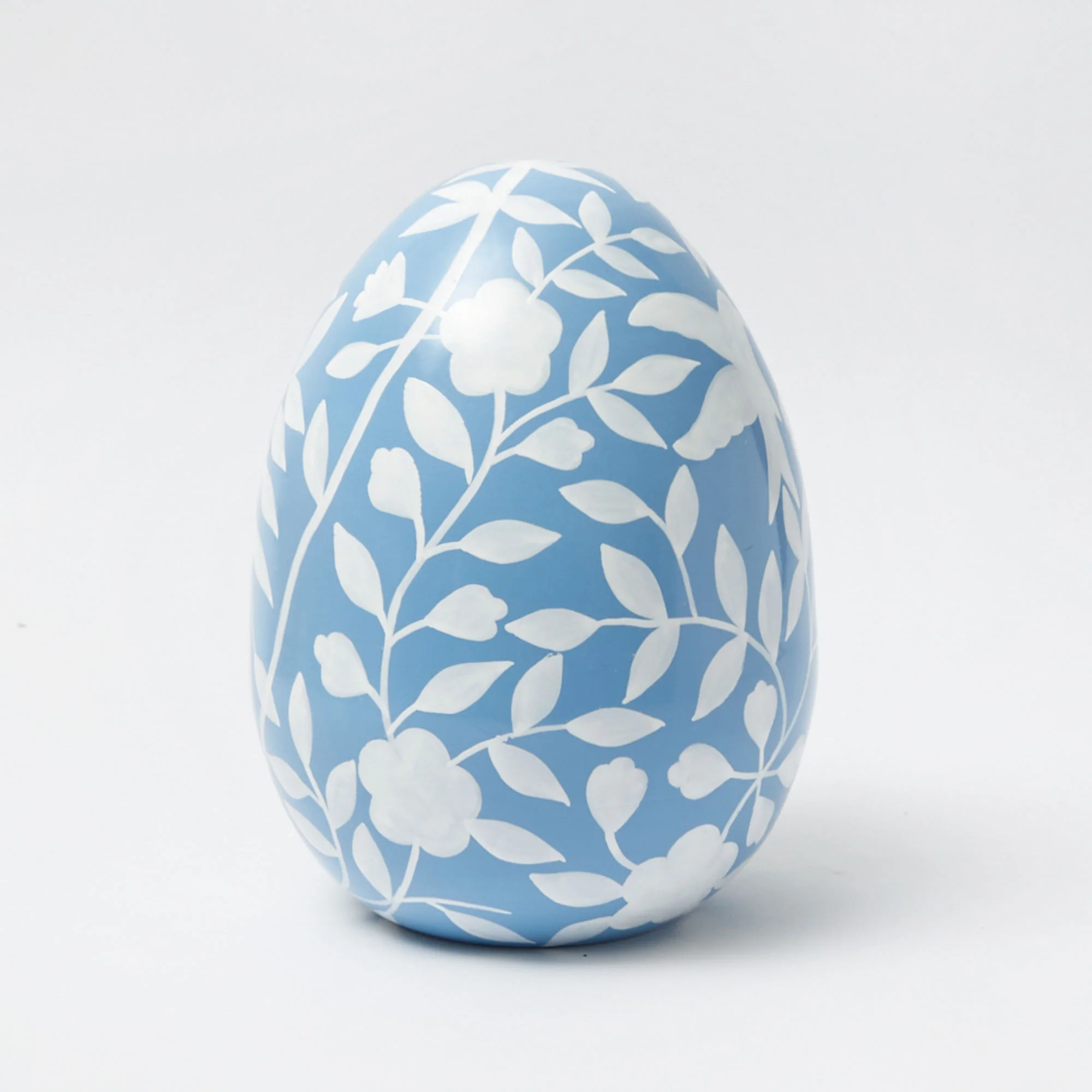 Large Blue Floral Tole Egg - Image 5